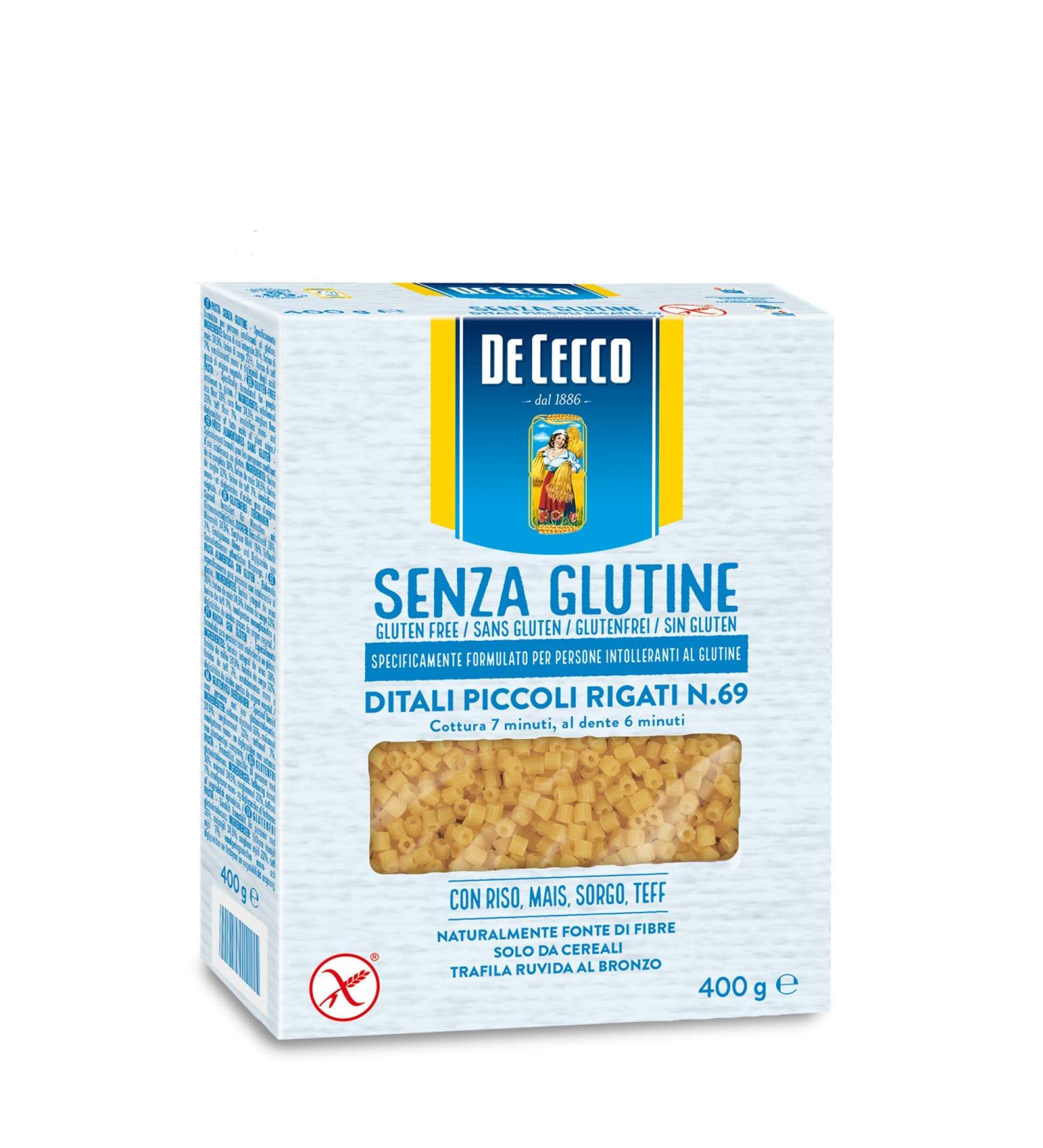 5x De Cecco Ditali Piccoli Rigati 400g gluten free glutenvrije pasta