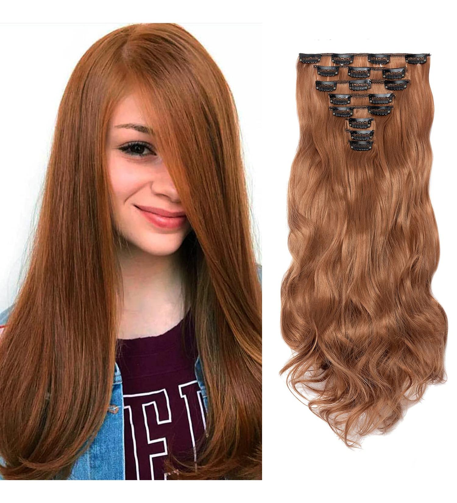 Cybelleza Clip-In Hair Extensions - Realistic Light Auburn 8 Tresses - Affordable Synthetic Hair Sealing - Buy Online on GoSupps.com