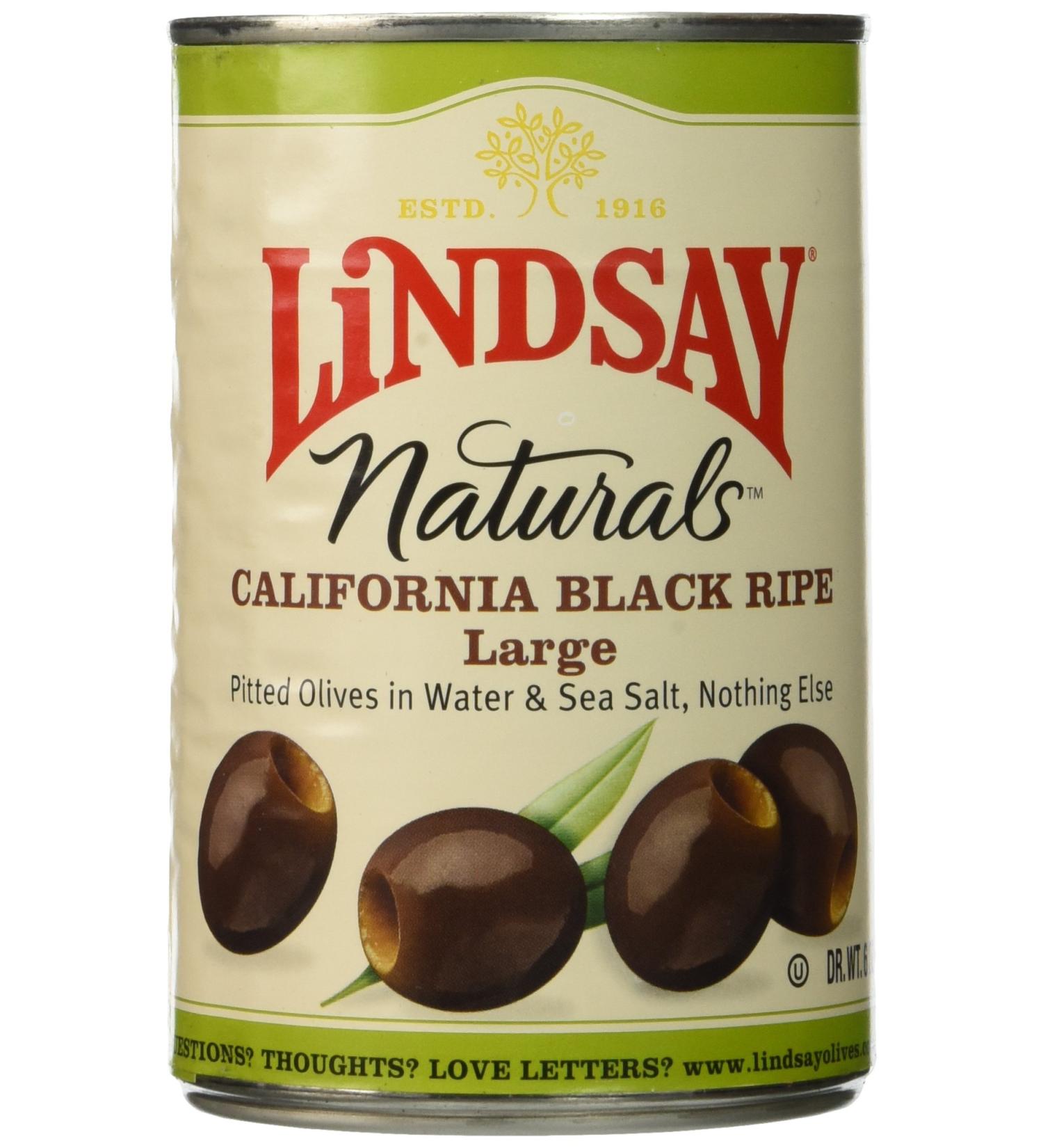 Lindsay Naturals Large Pitted Ripe Black Olives 6 oz (Pack of 8) - Premium Quality Olives for Cooking and Snacking - Buy Online on GoSupps.com