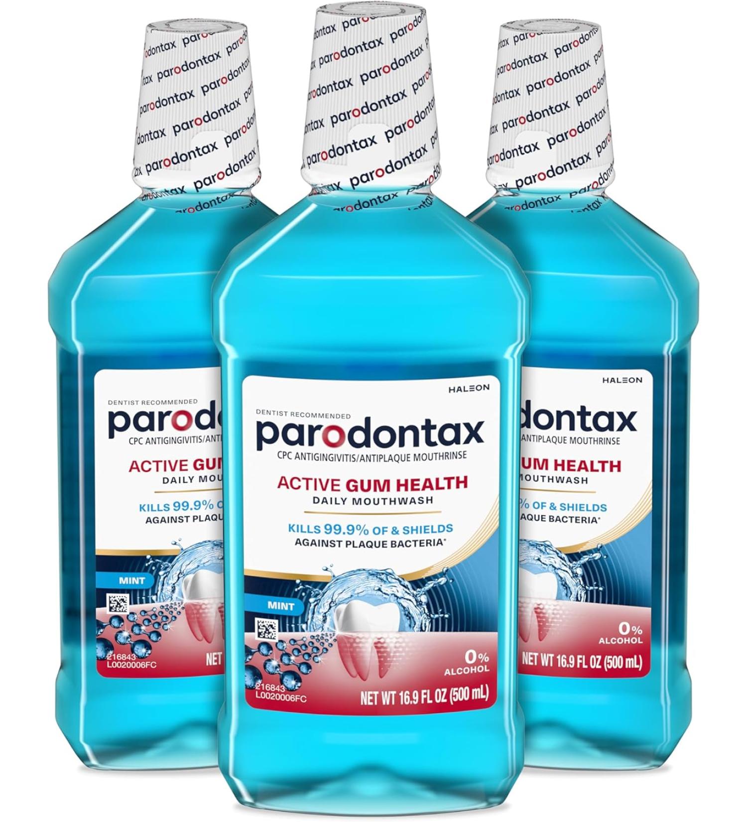 Parodontax Active Gum Health Mouthwash - Mint | Antiplaque & Antigingivitis | 3x16.9 Fl Oz - Buy Online on GoSupps.com