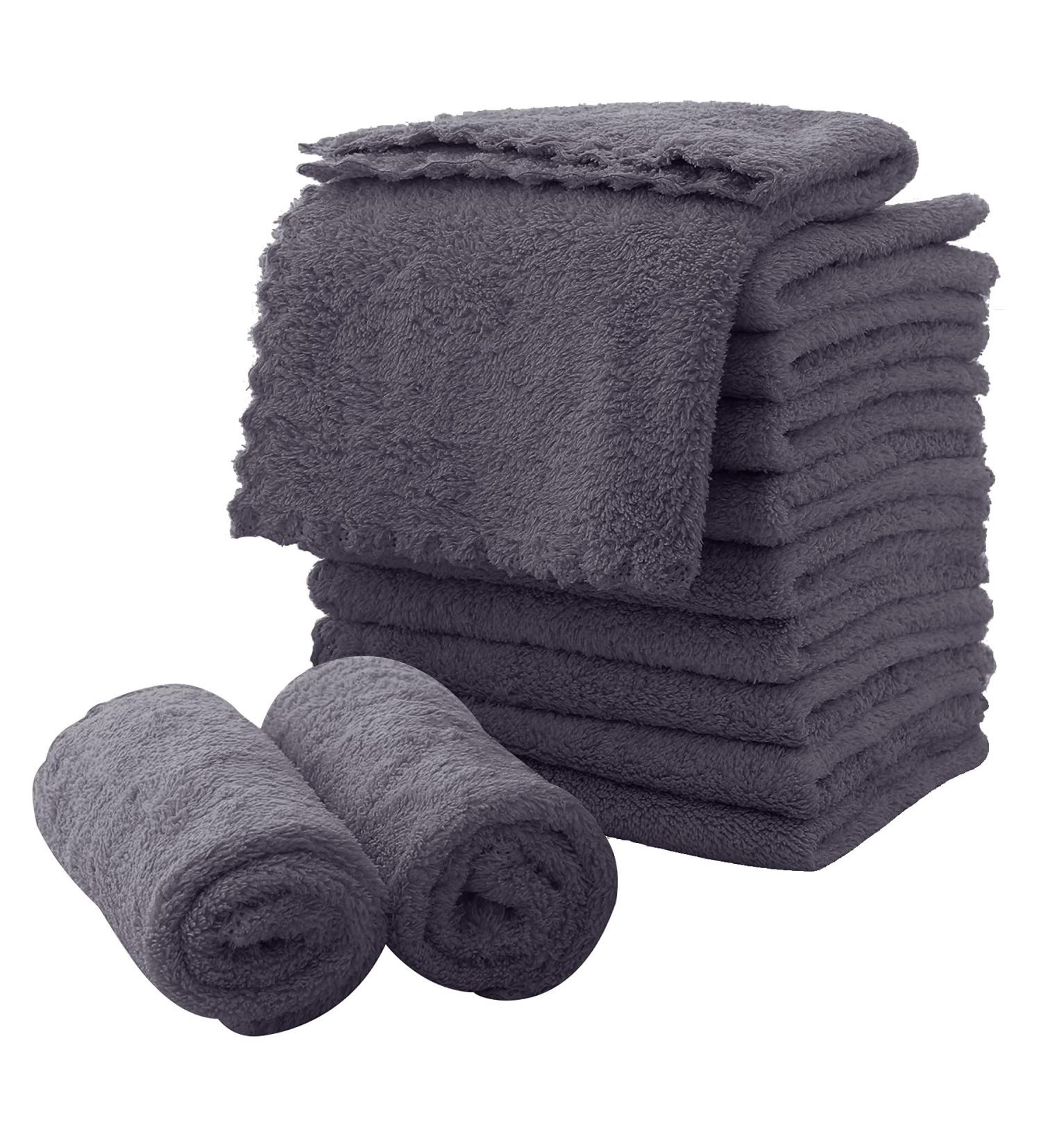 Microfiber Facial Cloths 12-Pack - Fast Drying Soft Makeup Remover Washcloths - Grey 12x12 Inches - Buy Online on GoSupps.com