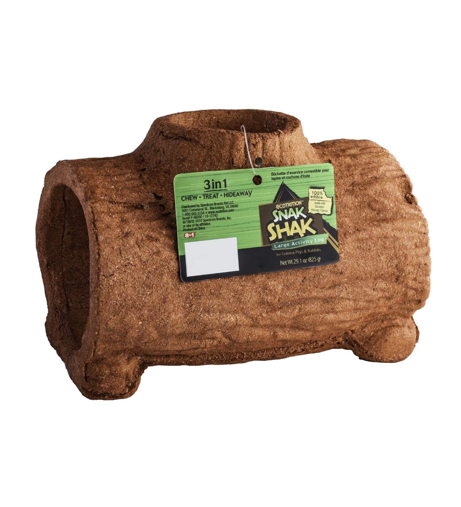 eCOTRITION Snak Shak 3-in-1 Chew Treat and Hideaway for Small Animals - Large Activity Log - Buy Online on GoSupps.com