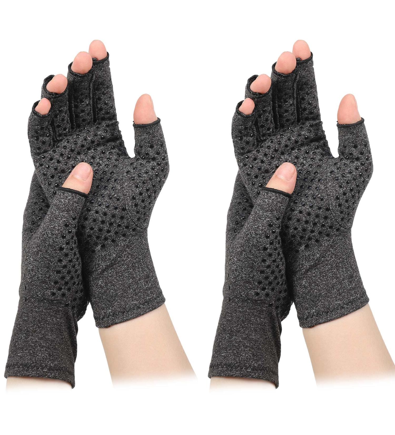 loraleo 2 Pairs Arthritis Compression Gloves Half Finger Gloves Joint Pressure Gloves Arthritis Symptoms Carpal Tunnel RSI Tendonitis Pain Relief Wrist Support Brace Gloves(L) - Buy Online on GoSupps.com