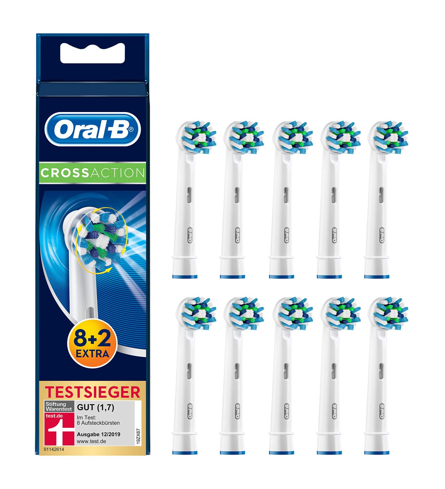 Oral-B CrossAction brush heads letterbox packaging 8+2 pieces white 10 pieces (1 pack) single