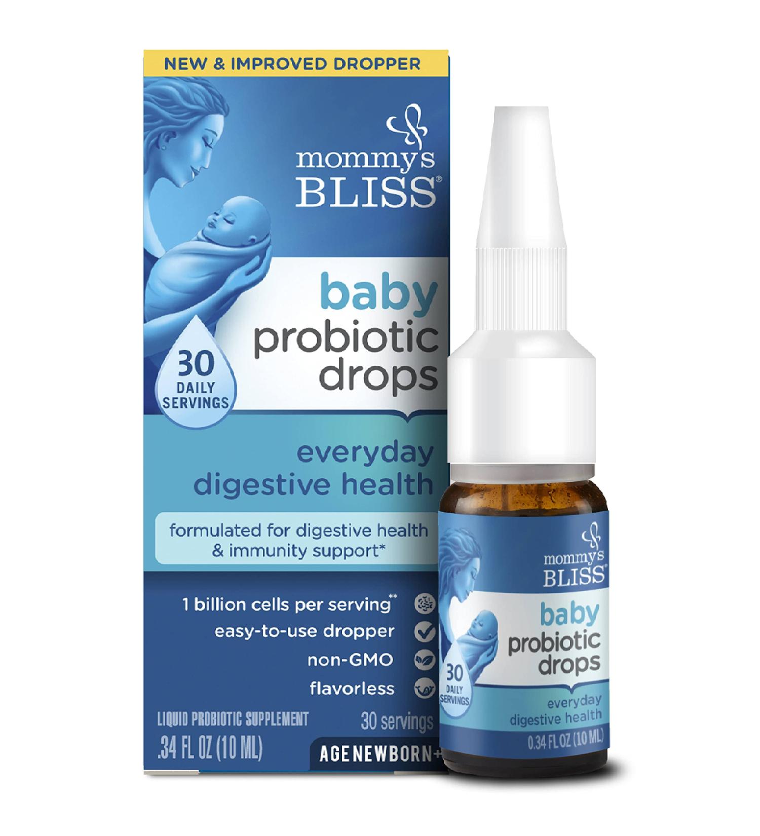 Mommy's Bliss Baby Probiotic Drops - Natural Relief for Gas, Constipation & Colic - 0.34 Fl Oz - Buy Online on GoSupps.com