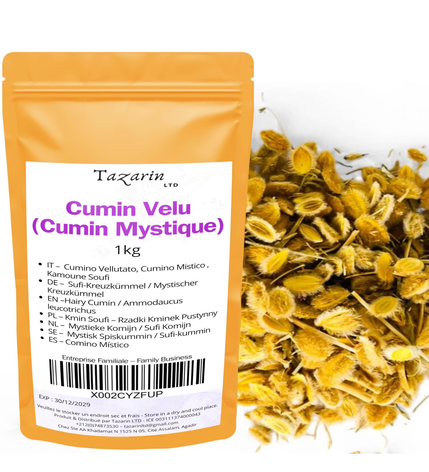Tazarin LTD 1kg Hairy Cumin - Kamoune Soufi - Soufi Cumin - Digestive Regulator - Natural Anti-inflammatory - Detoxifying - Relieves Bloating - 100% Natural Pure and Additive-Free | Superior Quality
