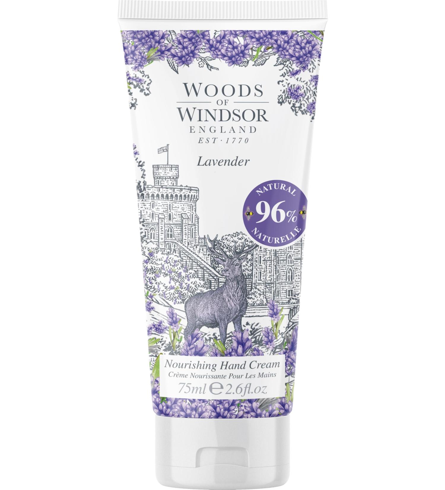 Woods of Windsor Hand Cream cr me pour les mains nourrissante la lavande pour hommes et femmes cr me hydratante avec vitamine E et beurre de karit parfum lavande 75 ml.