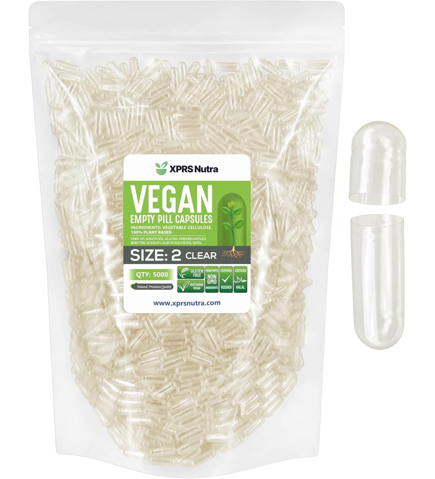 XPRS Nutra Size 2 Empty Capsules 5000 Clear Empty Vegan - Buy Online on GoSupps.com