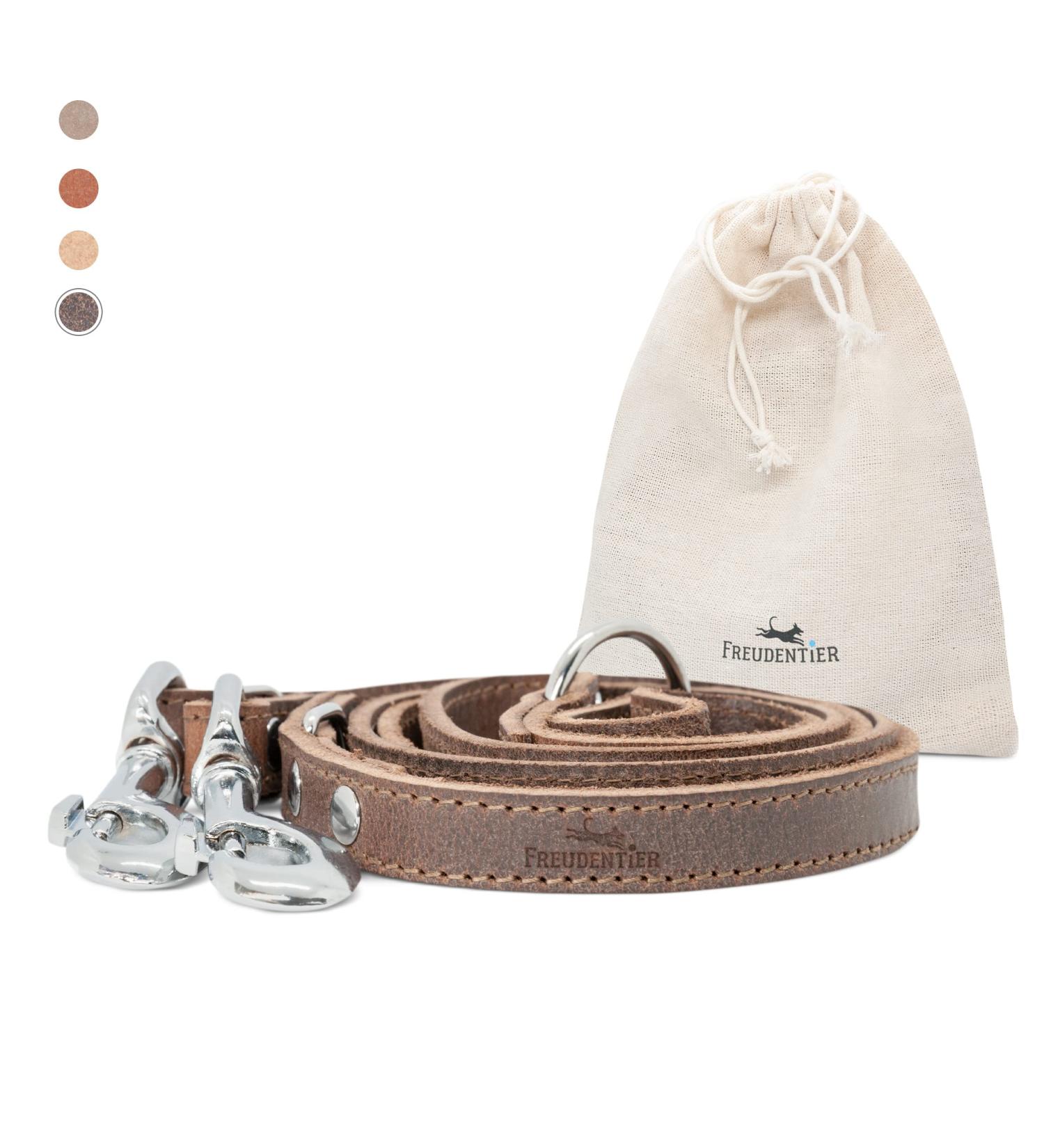 Freudenier Certified Leather Dog Leash - 2m Triple Adjustable Stylish Dark Chocolate Made in Holland - Buy Online on GoSupps.com