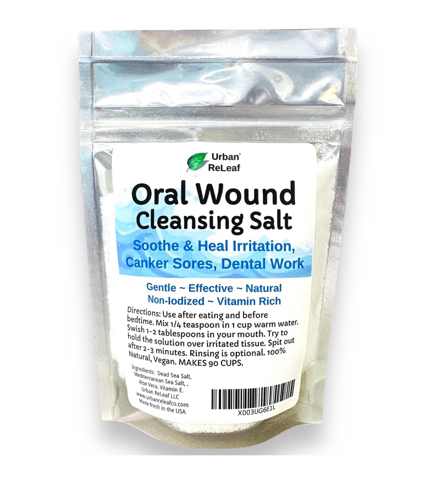 Urban ReLeaf Oral Wound Cleansing Salt - 6 oz | 100% Natural Solution for Canker Sores Braces & Dental Care | Made in USA - Buy Online on GoSupps.com
