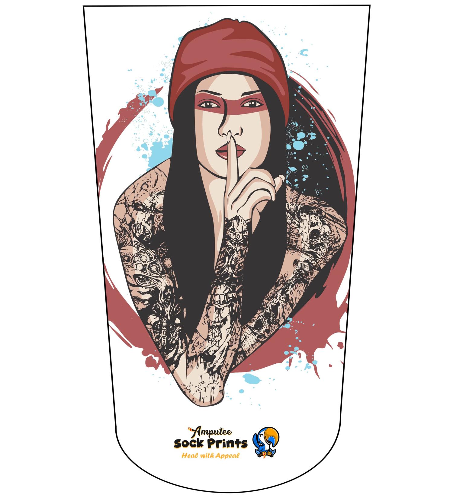 Hush V1 3Ply Amputee Stump Sock for Women with Stylish Tattoo Design - Heal with Appeal - Buy Online on GoSupps.com