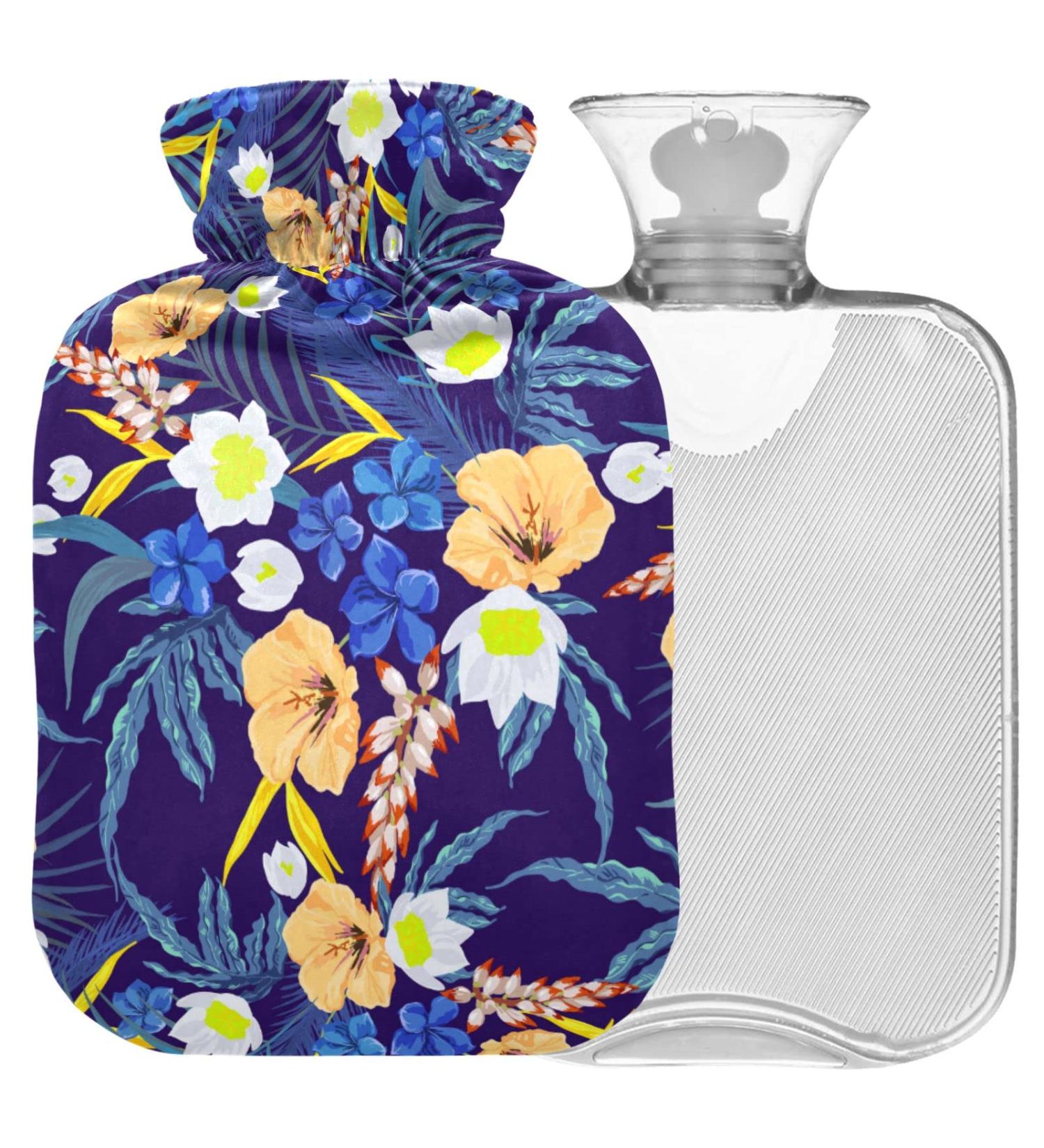 Buy Naanle Hot Water Bottle with Exotic Flowers Cover - 2L Heat & Cold Therapy for Back Pain Relief | International Shipping Available - Buy Online on GoSupps.com