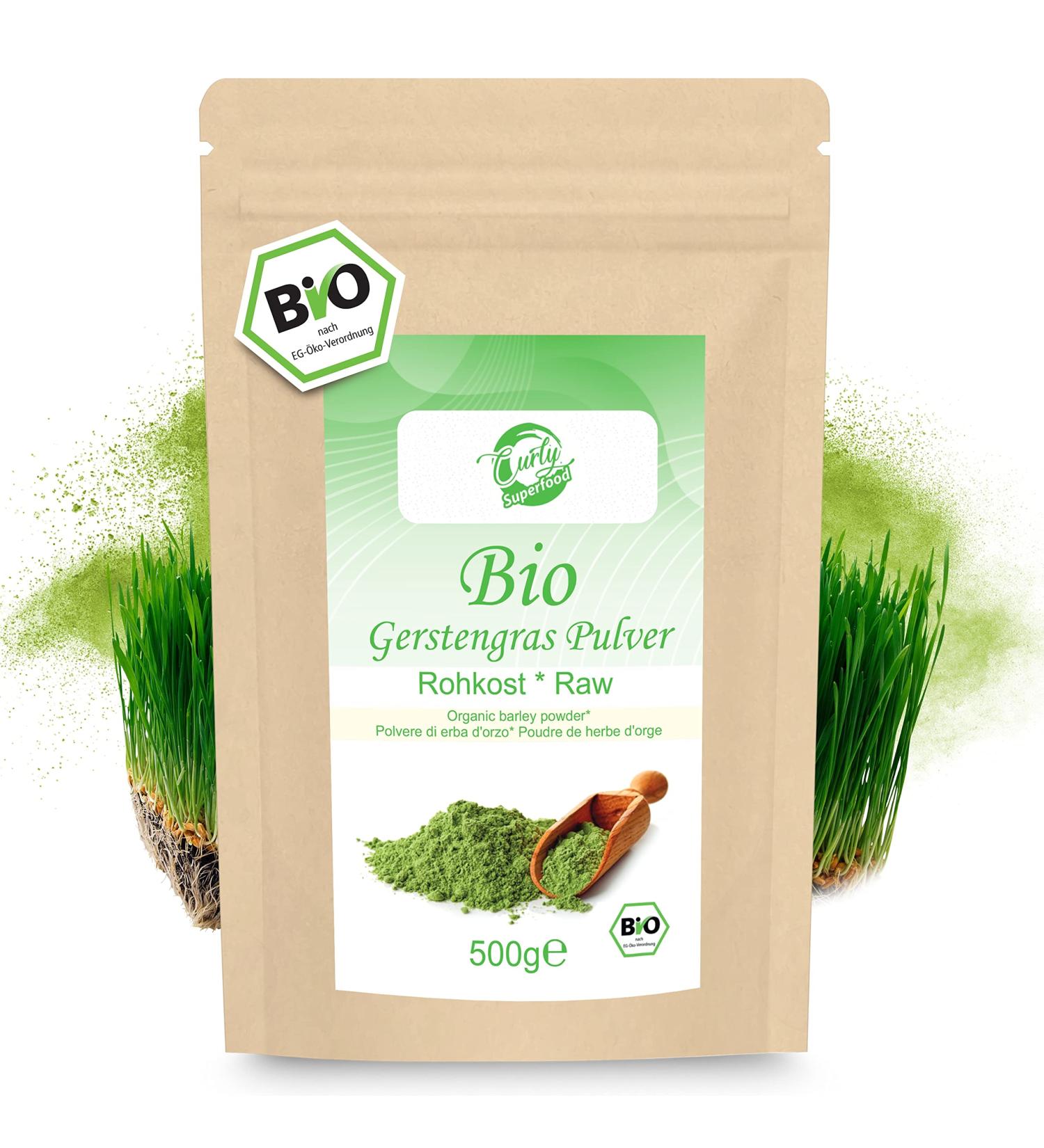 100% Organic Barley Grass Powder 500g | Raw Food Quality | German Superfood | Intensive Green Dried & Ground - Buy Online on GoSupps.com