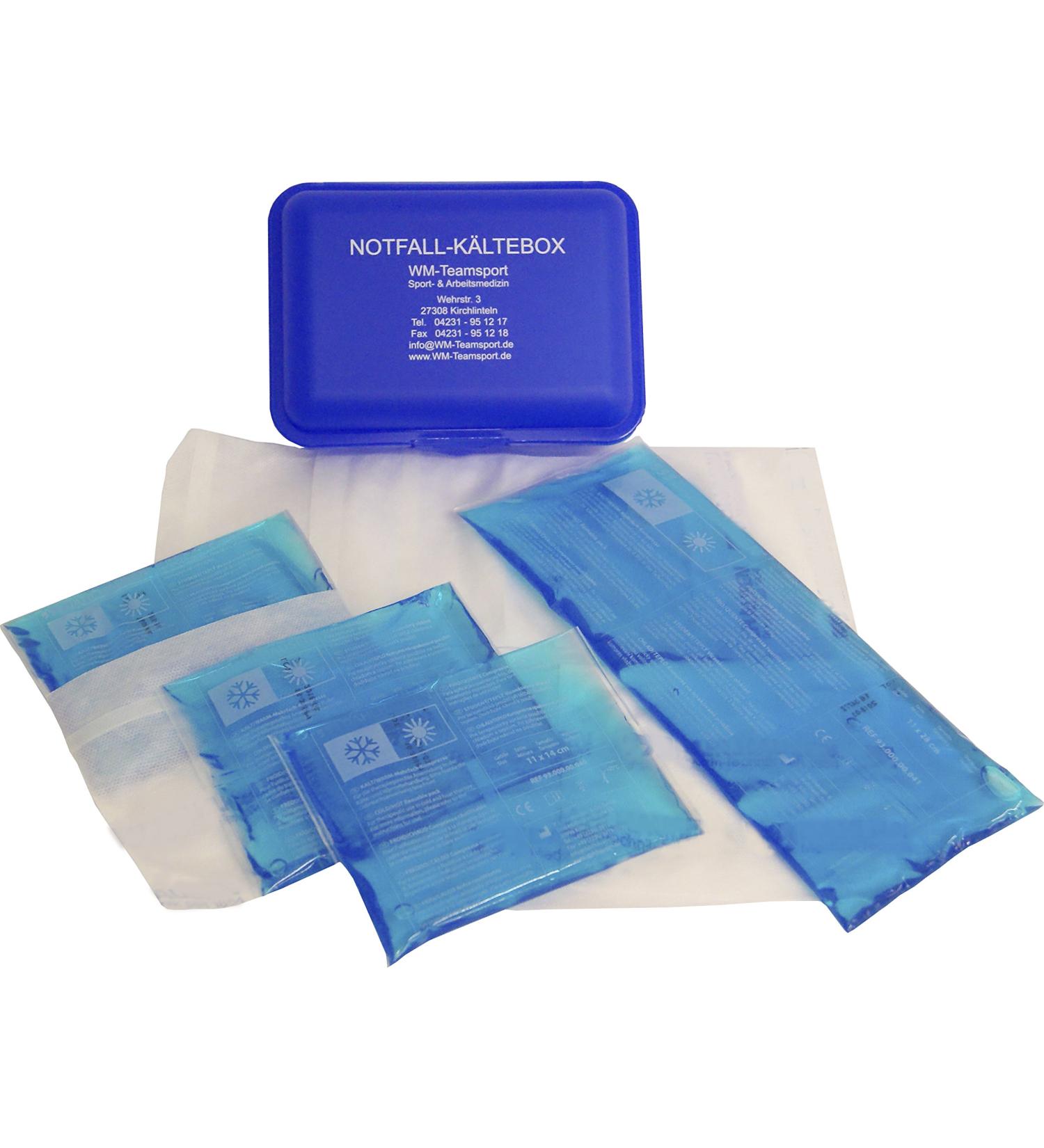 Practical cold box with 4-pack of cooling compresses and 4 matching fleece covers