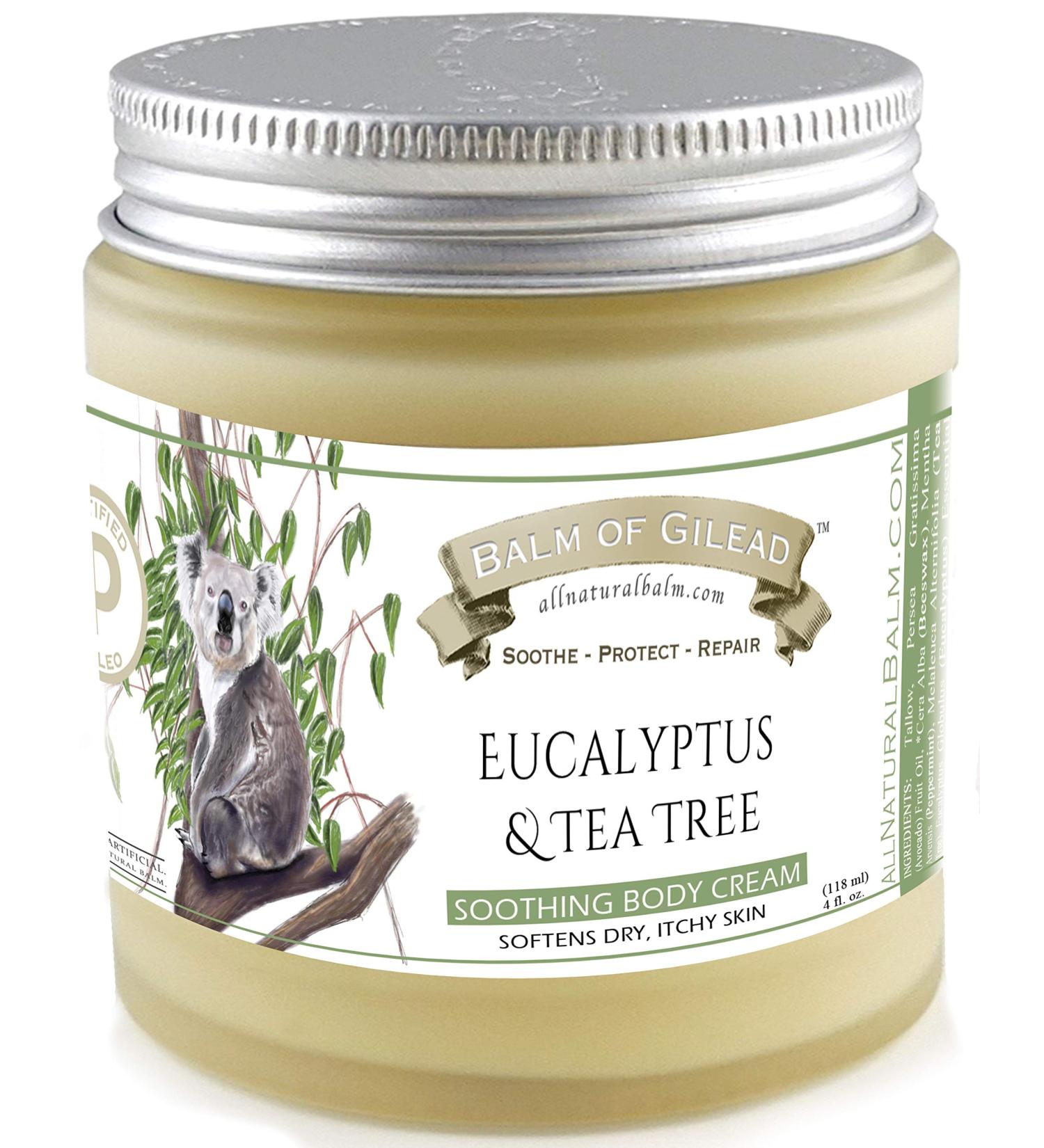 Eucalyptus Tea Tree Cream 4 oz - Intensive Moisture & Healing for Skin - Eczema, Ringworm, Dry & Chaffed Skin Relief - Nail and Toe Fungal Infections - Balm of Gilead - Buy Online on GoSupps.com