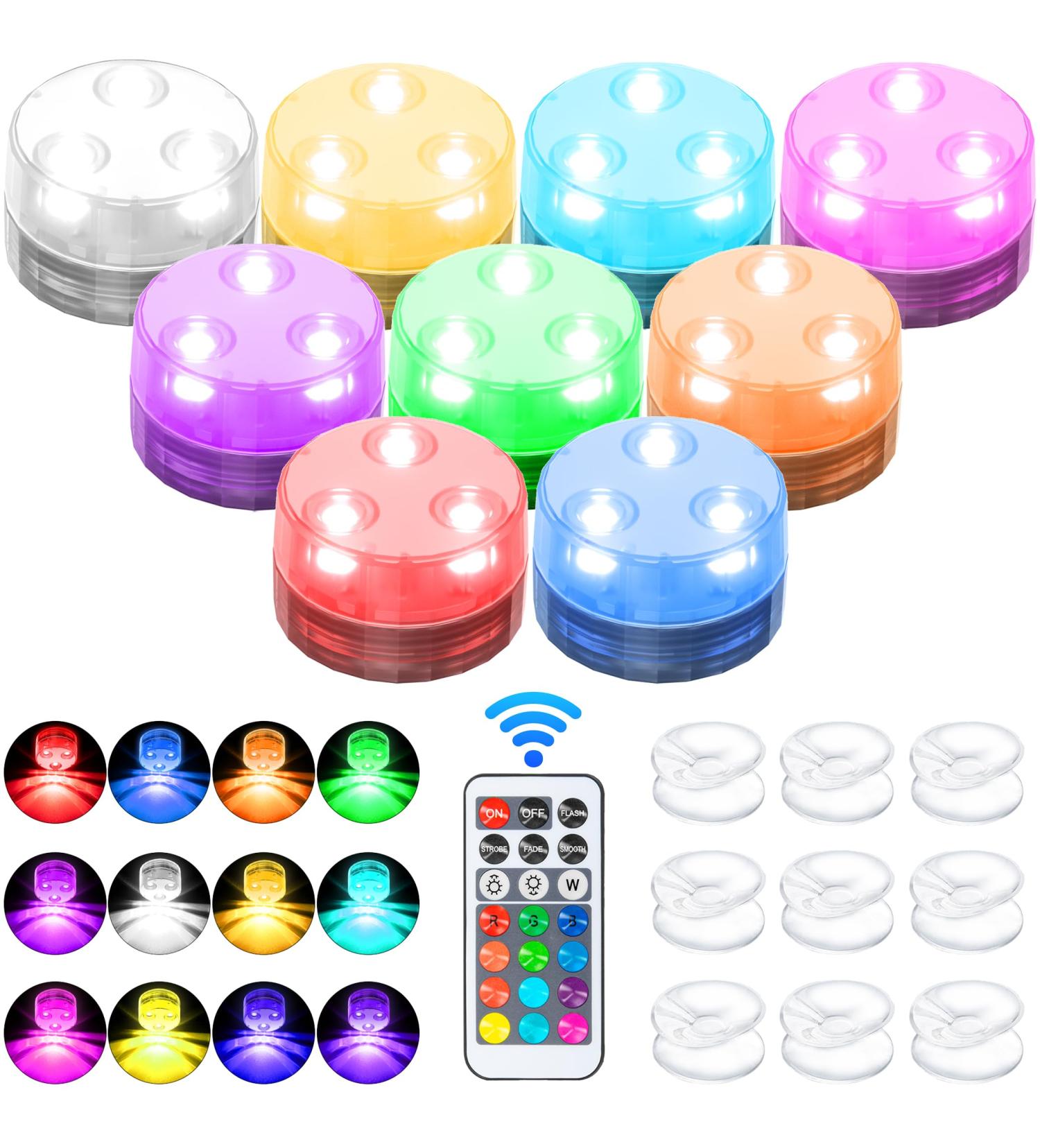 Daphomeu Mini Underwater LED Lights - Waterproof RGB Lights for Aquarium Pool Garden Wedding & Christmas Decor with Remote Control - Buy Online on GoSupps.com