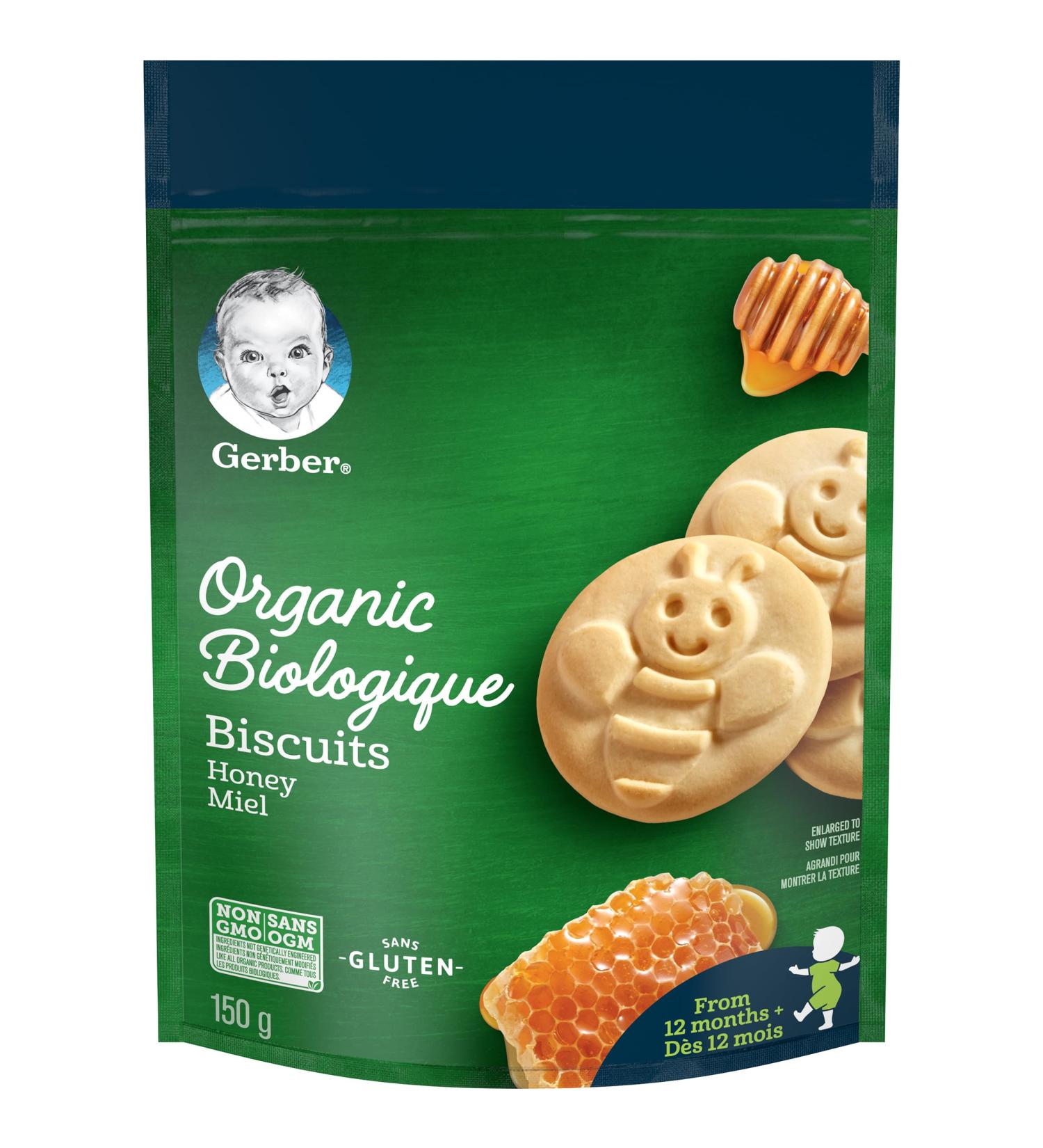 GERBER Organic Biscuits Honey Baby Snacks Biscuits 10+ Months 150 g 6 Pack - Buy Online on GoSupps.com