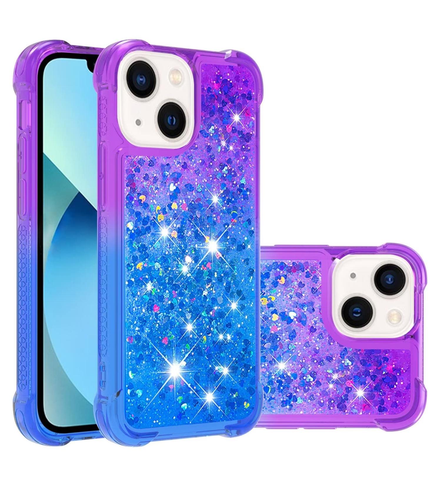 Buy Tivenfezk Nadoli Glitter Drive Sand Shell for iPhone 15 Plus | Shockproof Gradient Liquid Transparent Case with Bumper - Violet Blue - Buy Online on GoSupps.com
