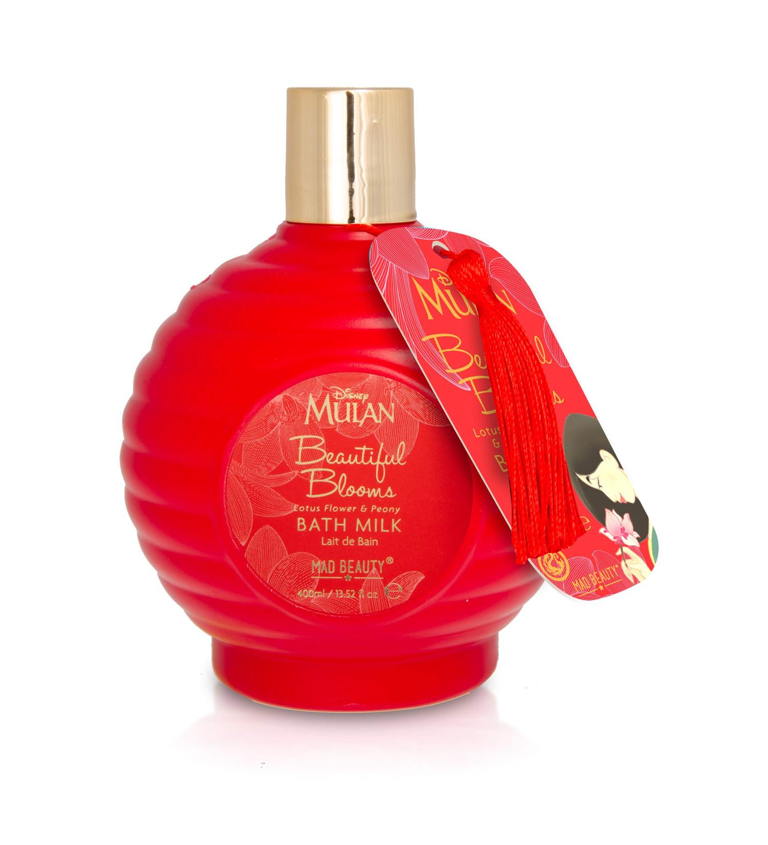MAD BEAUTY Disney Mulan Bath Milk Lantern  Lotus Flower and Peony Scented Bubble Bath  Body Wash  Healthy Skin Glow  Relaxing  Hydrating Body Care
