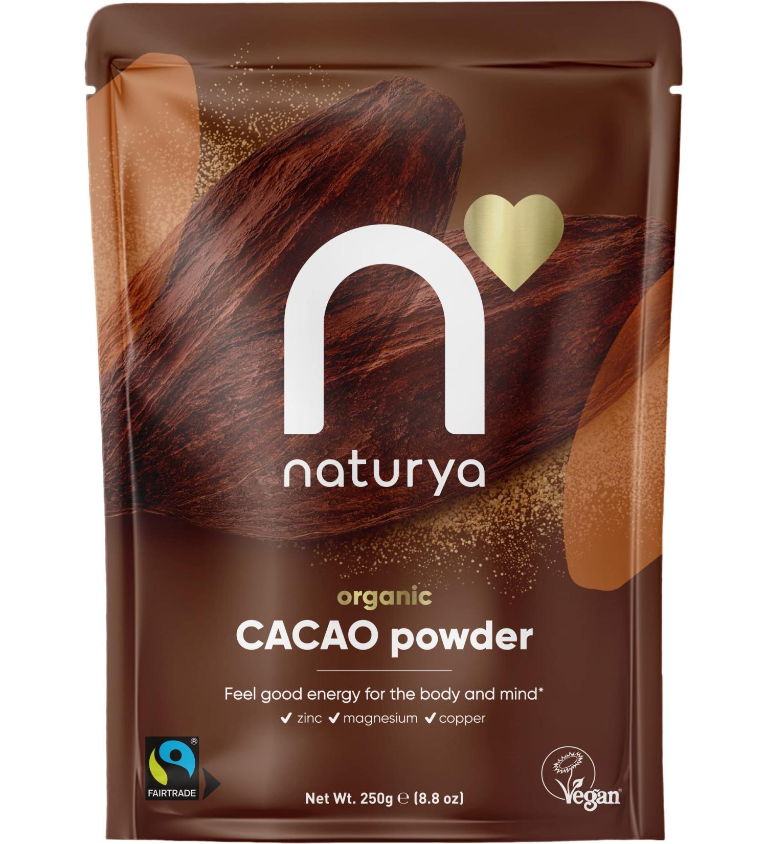 Naturya Fairtrade Organic Cacao Powder 250g - Premium Quality Superfood - Buy Online on GoSupps.com