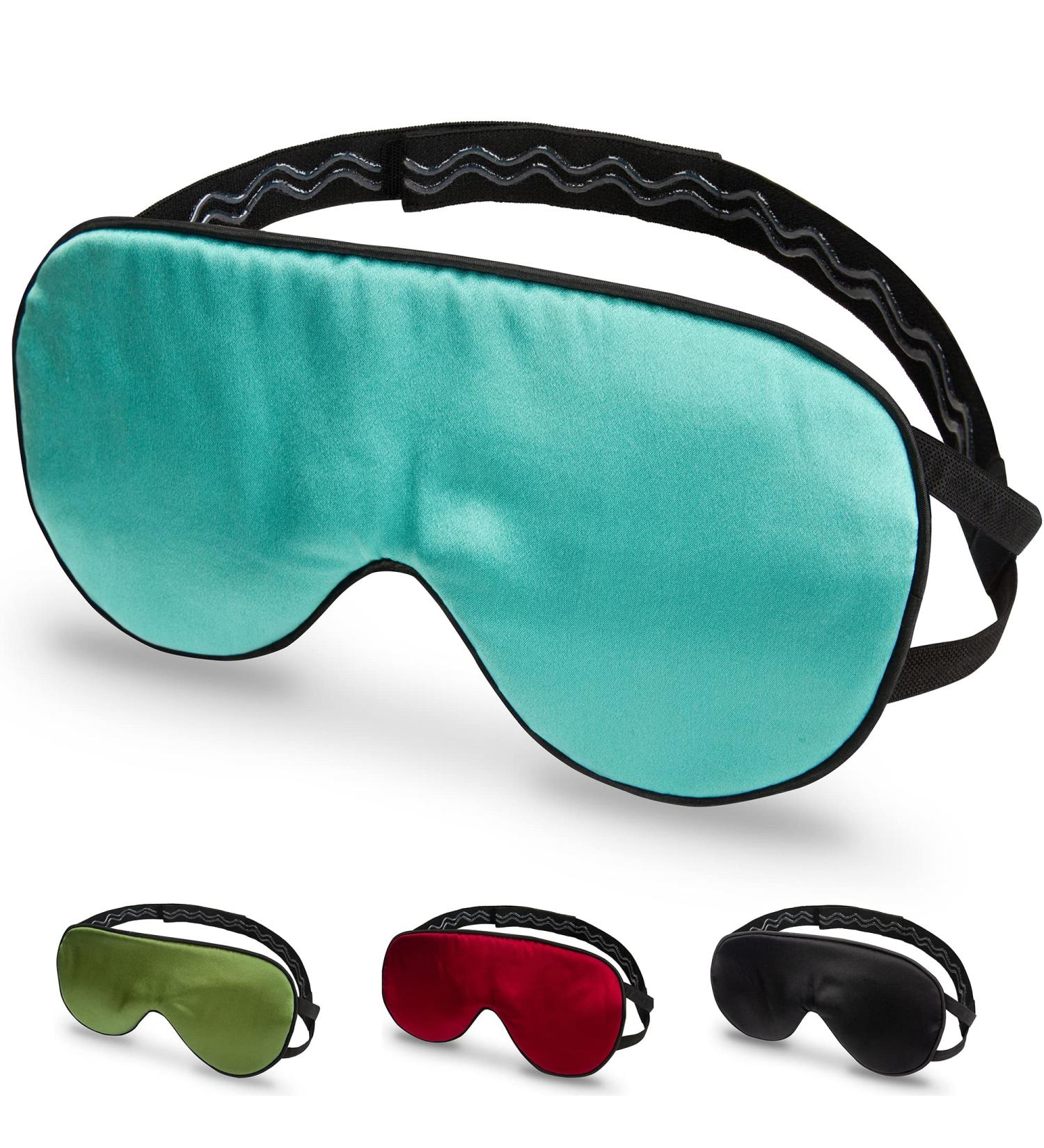 Silk Sleep Mask for Women and Men - Adjustable Non-Slip Strap - Comfortable Cooling Eye Mask - Light Blocking - Turquoise - Buy Online on GoSupps.com