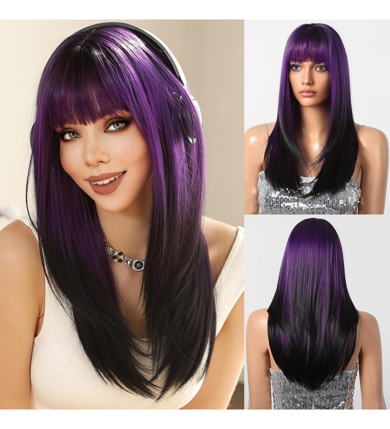 Shop Testar Lila Wigs for Women | Heat-Resistant Synthetic Ombre Purple & Black Wigs for Every Occasion - Buy Online on GoSupps.com
