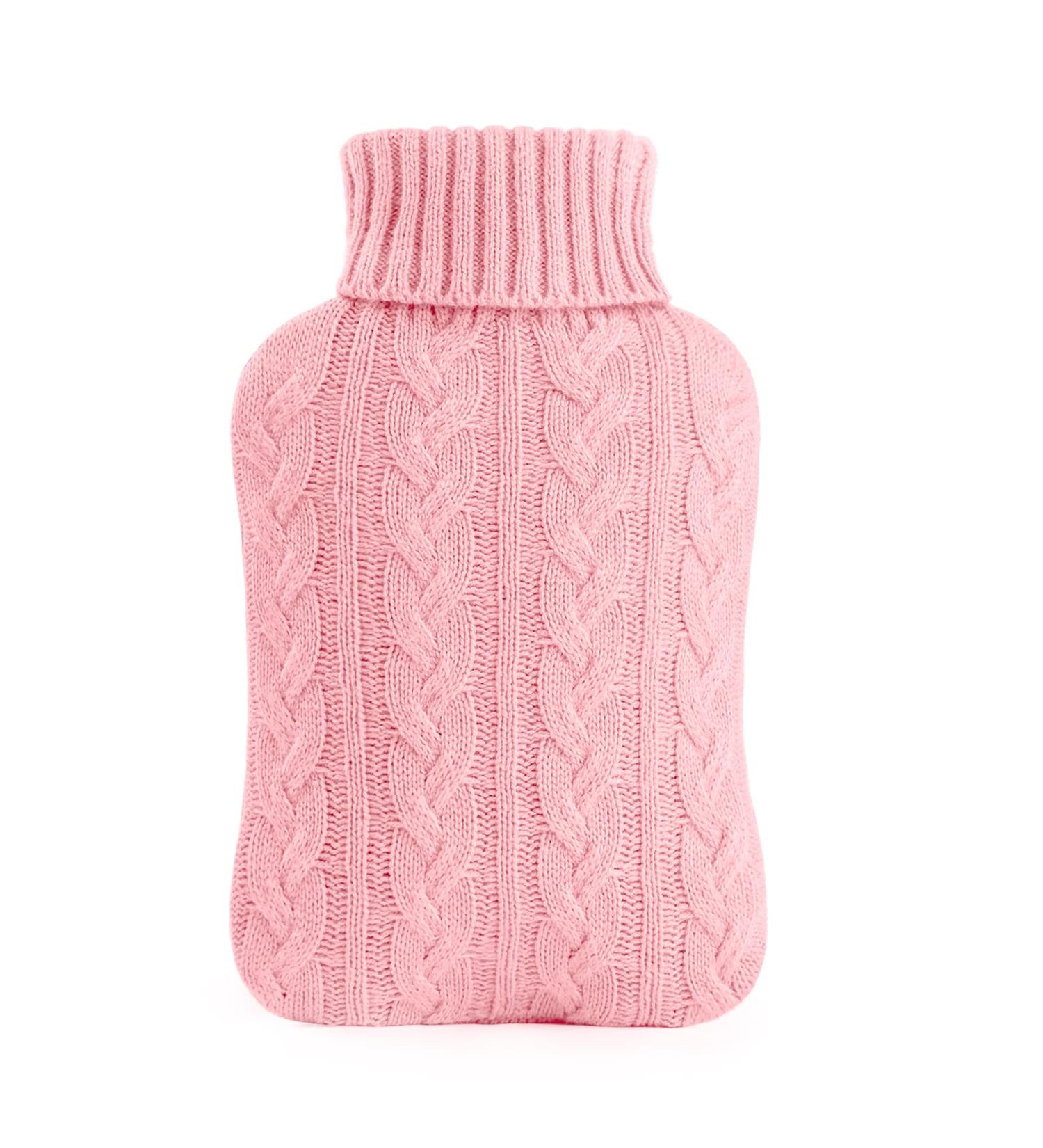 Samply 2L Hot Water Bottle with Knitted Cover for Hot & Cold Therapy - Pink | Pain Relief for Hands, Feet, Neck, and Shoulders - Buy Online on GoSupps.com