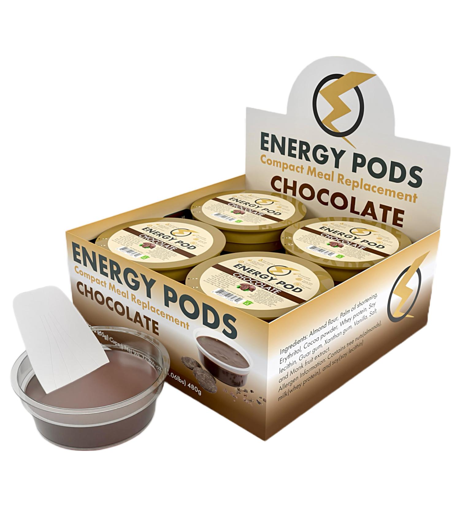 Chocolate Energy Pods Snack Fudge & Compact Meal Replacement Cup Sugar-Free Gluten-Free Keto Vegetarian 10g Whey Protein Made with Gourmet Cacao (Pack of 8) - Buy Online on GoSupps.com