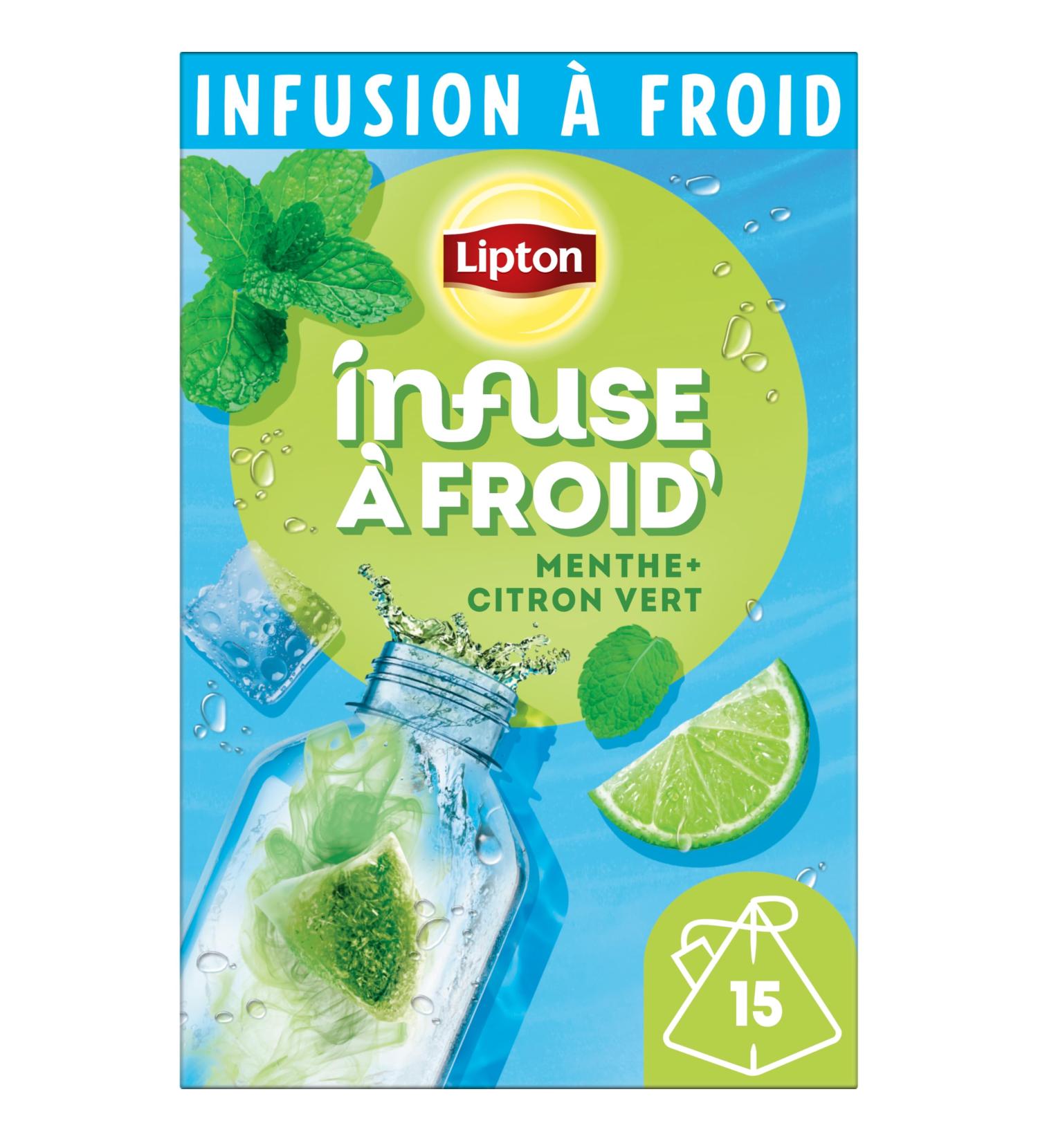 Lipton Cold Brew Cold Infusion Lemon & Mint Taste Ideal for Ice Tea 100% Natural Origin Ingredients 15 Pyramid Sachets - Buy Online on GoSupps.com