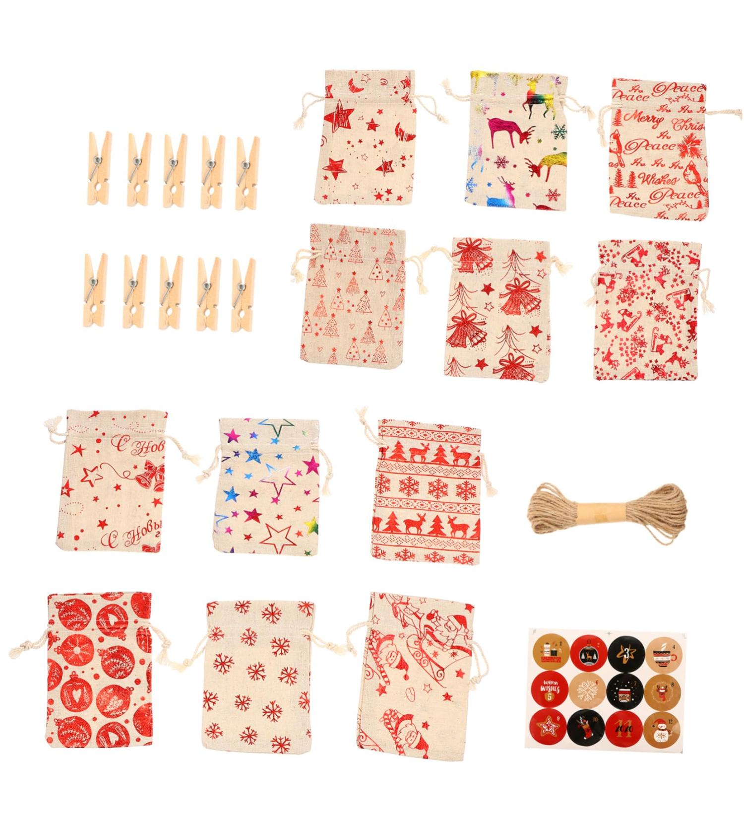 TOVINANNA 48 Pcs Countdown Candy Bag Christmas Calendar Bags Lovely Bags Advent Calendars Garland Wood - Buy Online on GoSupps.com
