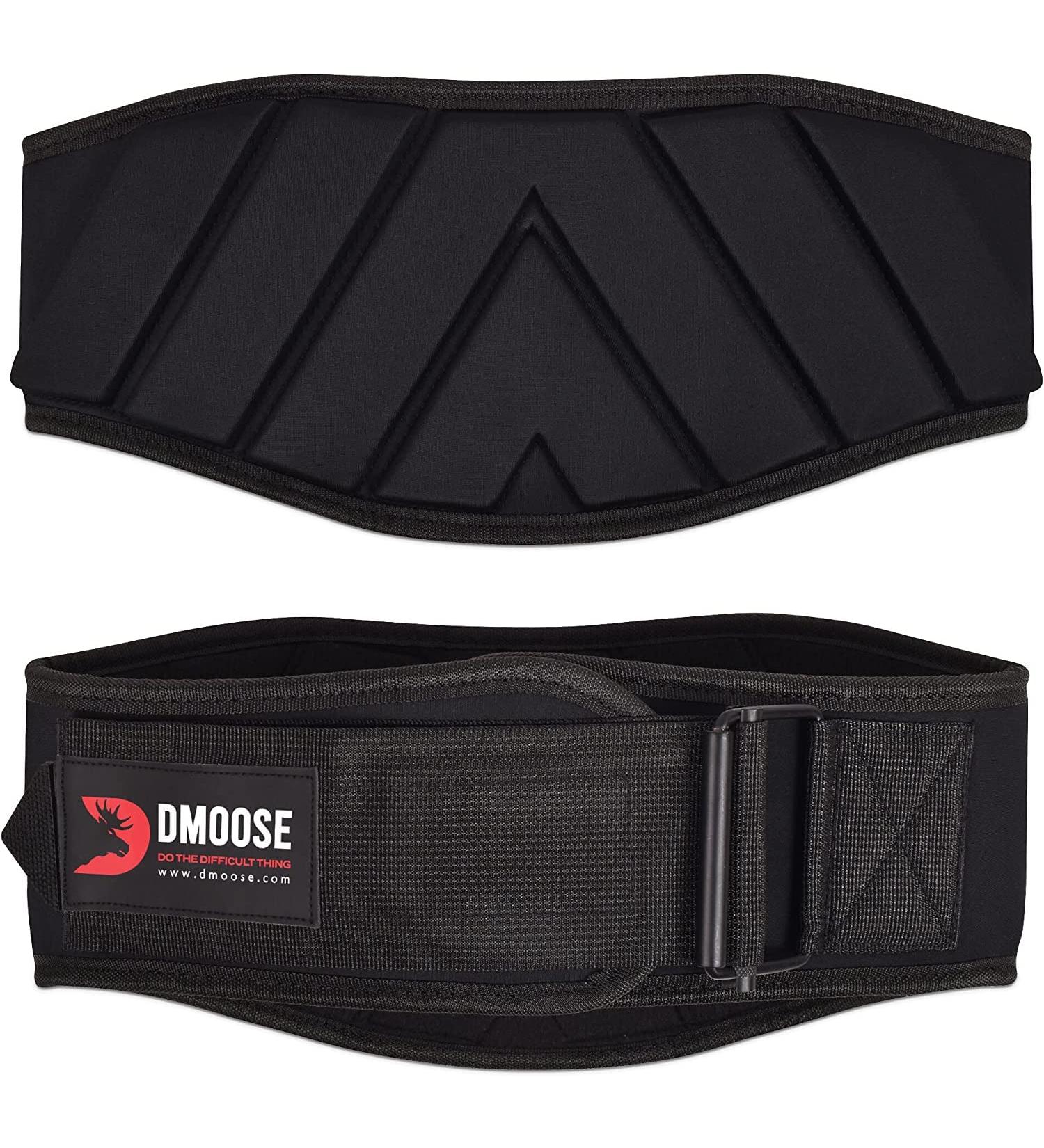 Dmoose Weight Lifting Belt - Self-Lock System for Men & Women | Fitness & Bodybuilding Belt - X-Large (110-119cm) - Ideal for Strength Training & CrossFit - Black - Buy Online on GoSupps.com