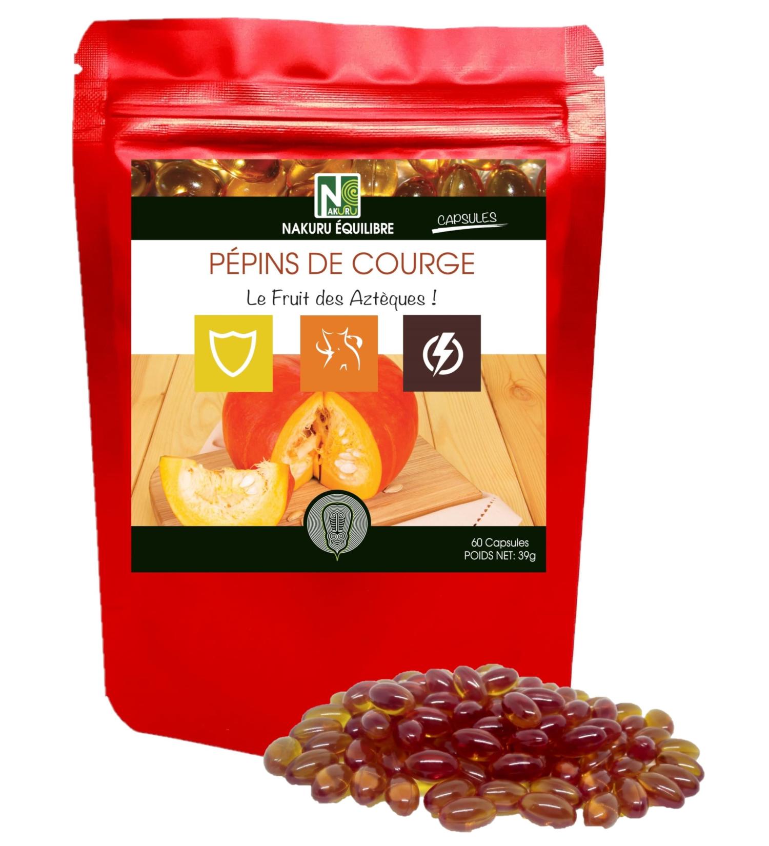 NAKURU | Squash Seed | 60 Capsules of 650mg | Balance Range | Made in France | The Fruit of the Aztecs!  - Buy Online on GoSupps.com