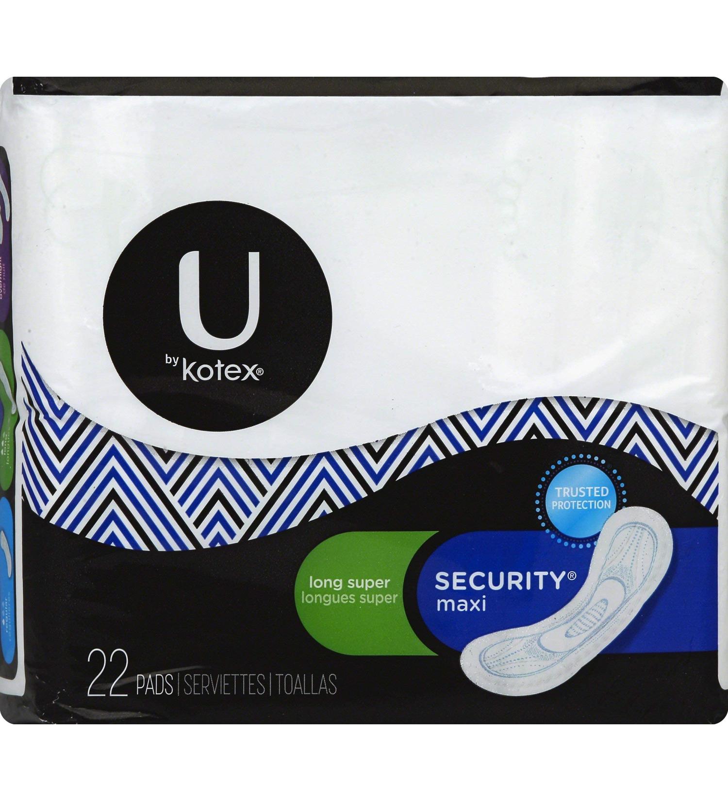 U by Kotex Secuity Maxi Pads Long Super 22 ea