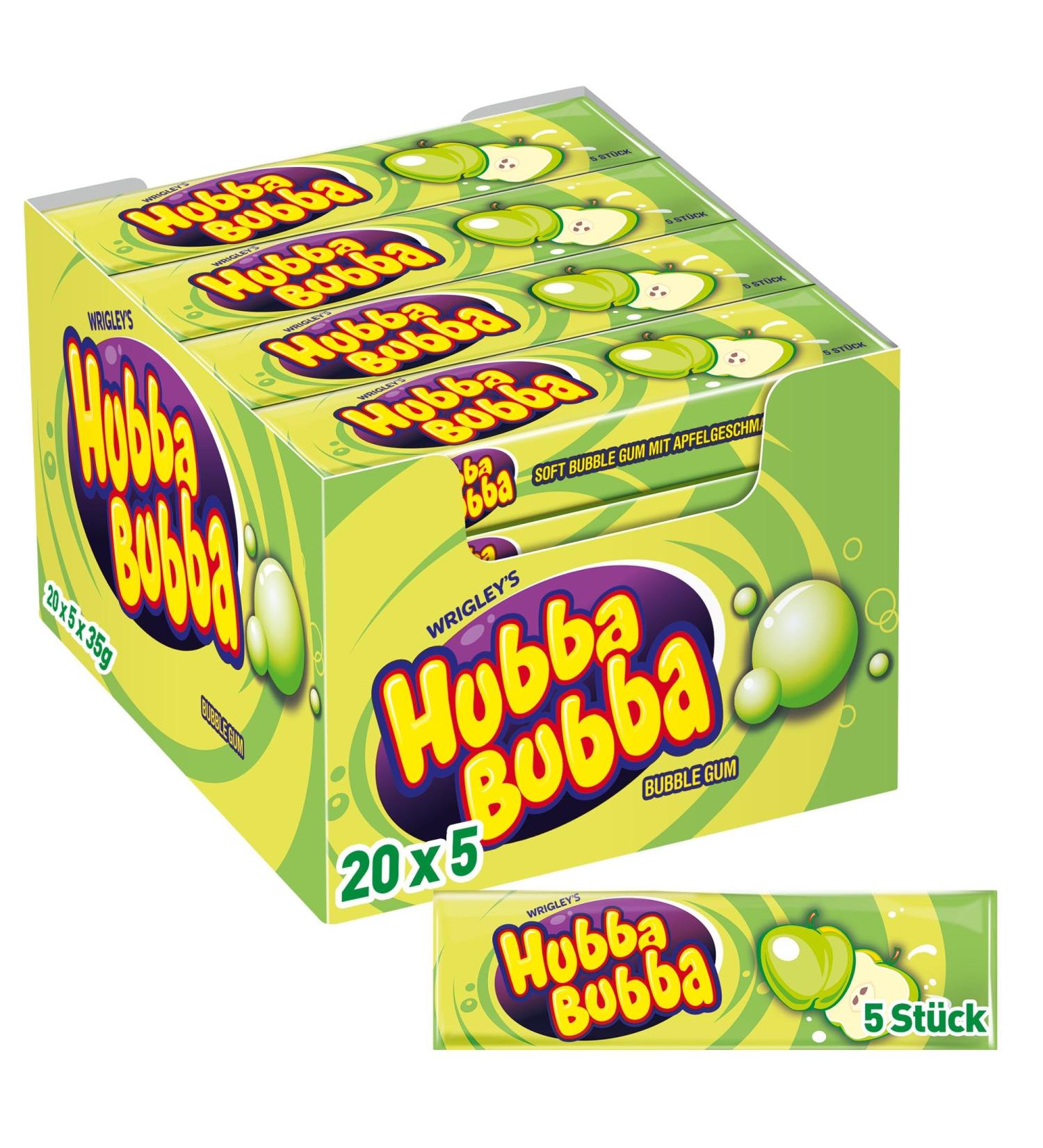 Wrigley's Hubba Bubba Chewing Gum Apple - 20 Pack (100 Pieces) | Buy Internationally Online - Buy Online on GoSupps.com