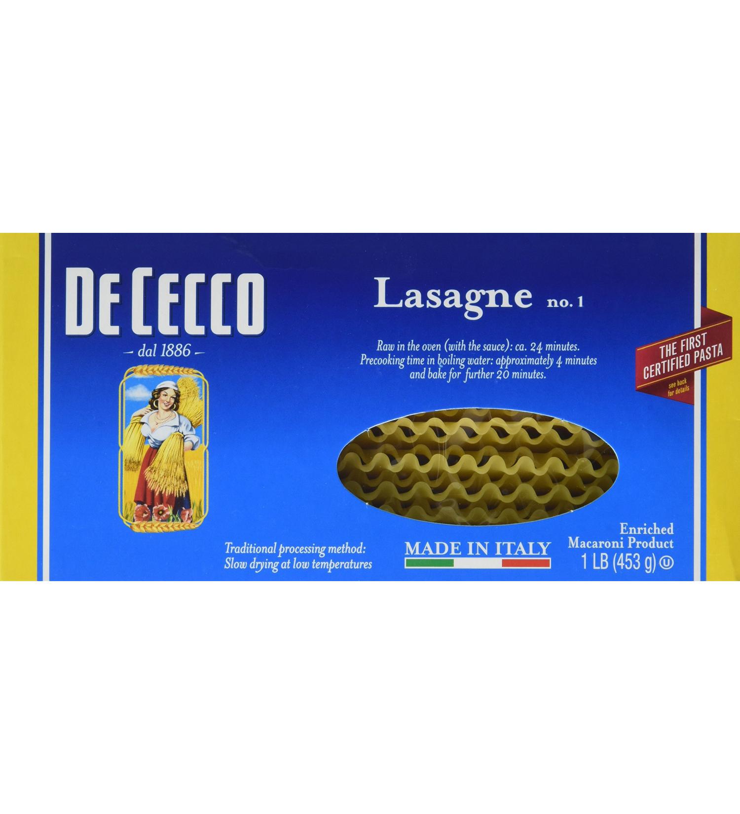 De Cecco Semolina Pasta, Lasagne No.1, 1 Pound (Packaging May Vary)