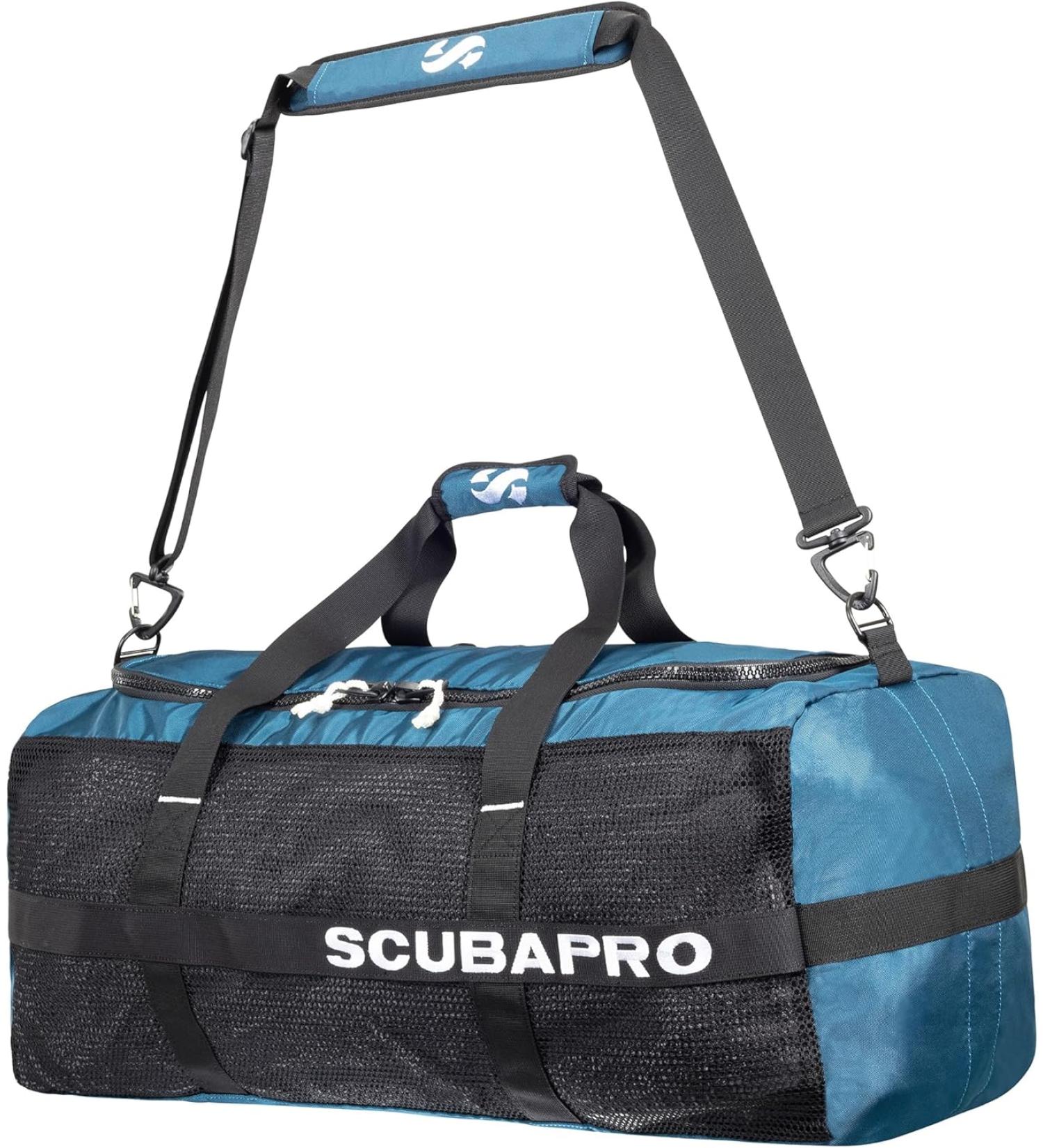 SCUBAPRO Sport 95 Mesh Dive Bag with Double Duffel Straps and Adjustable Shoulder Strap for Scuba Diving Gear, Denim Blue Color Fabric - Buy Online on GoSupps.com