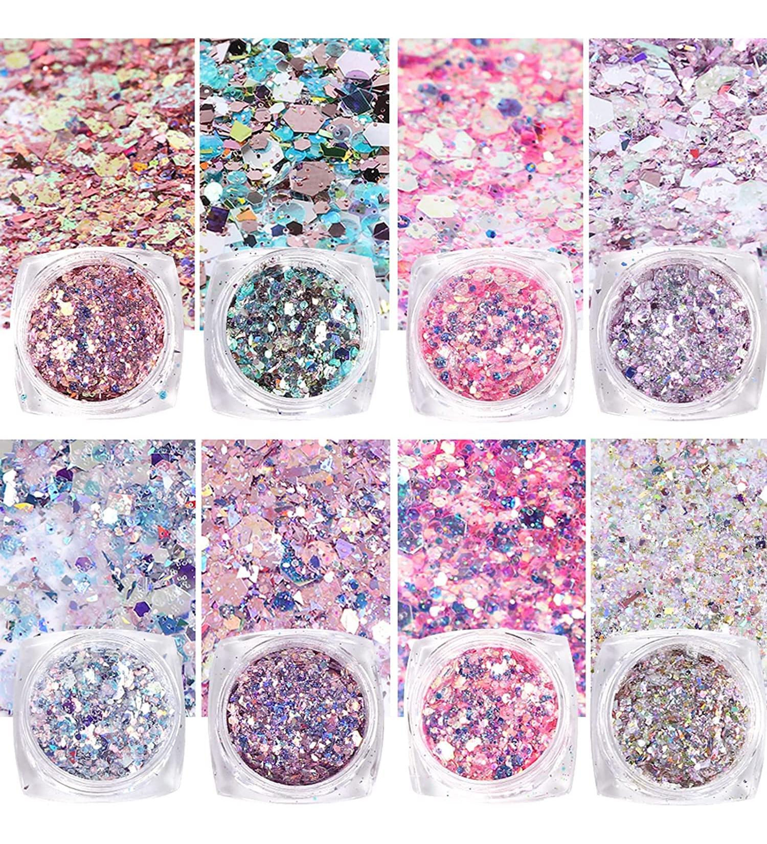 Shop GZMAYUEN Glitter for Nails - 8Pcs Sliver & Violet Nail Art Glitter Set | Pink Nail Glitter & Sequin Flakes for Stunning Nail Designs International Shipping Available - Buy Online on GoSupps.com