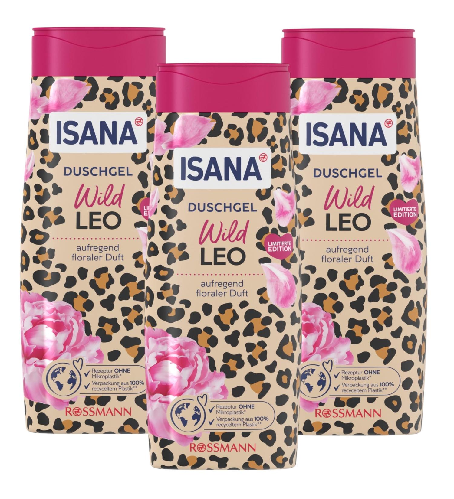 ISANA MED ISANA Wild Leo Lot de 3 gels douche 3 x 300 ml Parfum floral