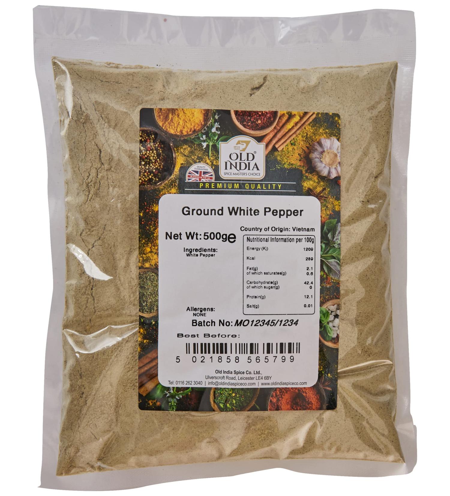 Old India Ground White Pepper 500g - Premium Quality Spice (Pack of 1) - Buy Online on GoSupps.com