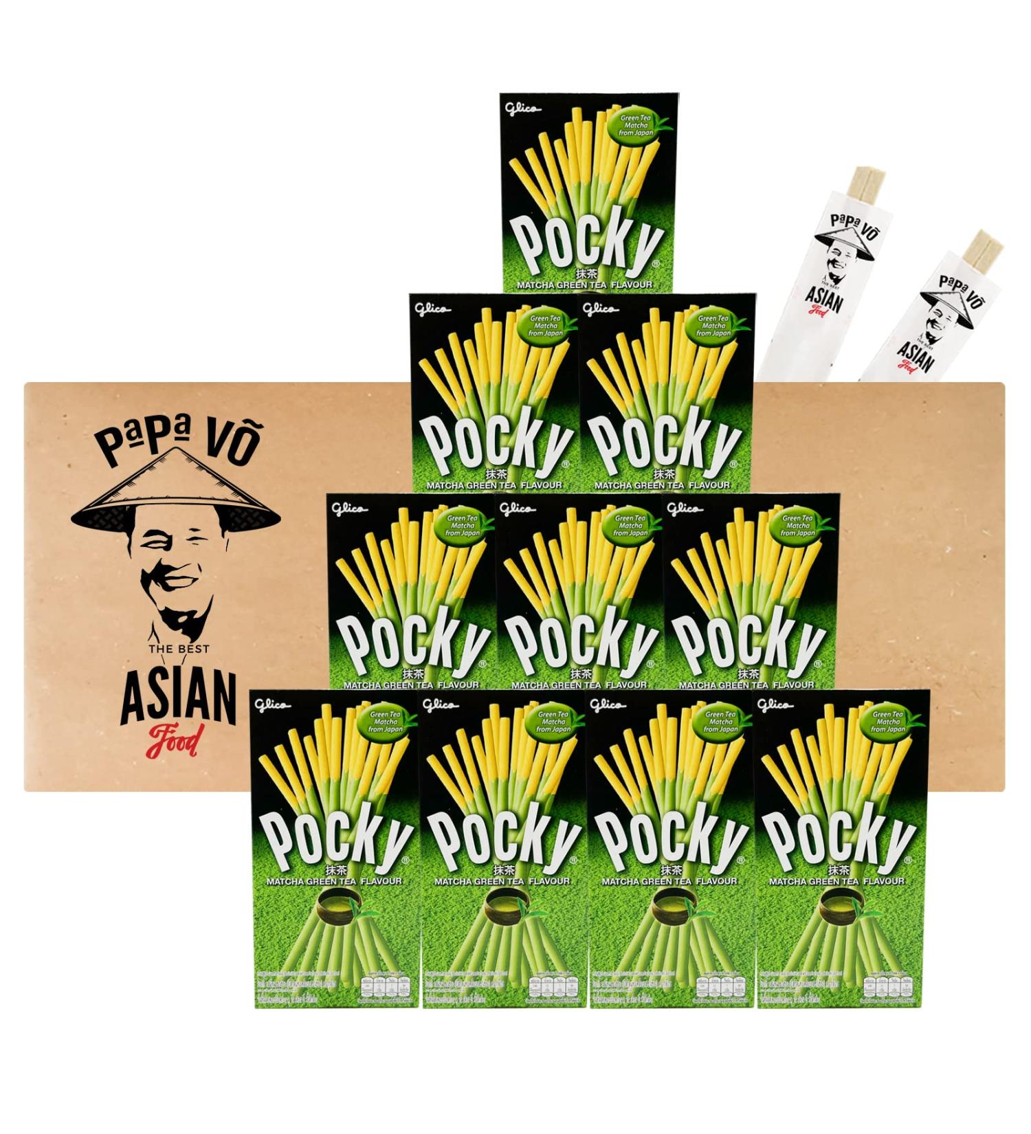 Pack of 10 (10x39g) Glico Matcha Pocky (Papa Vo )