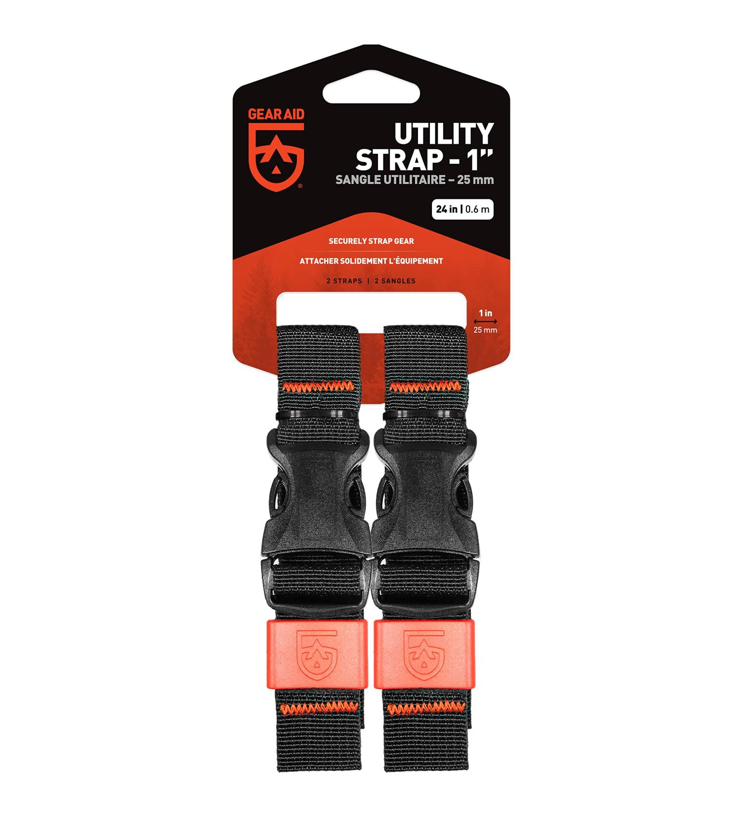 GEAR AID Utility Straps with Side-Release Buckle  Secure and Compress Camping  Biking  Hunting  Boating Gear  Multiple Sizes 2 Straps 1" x 24" - Buy Online on GoSupps.com