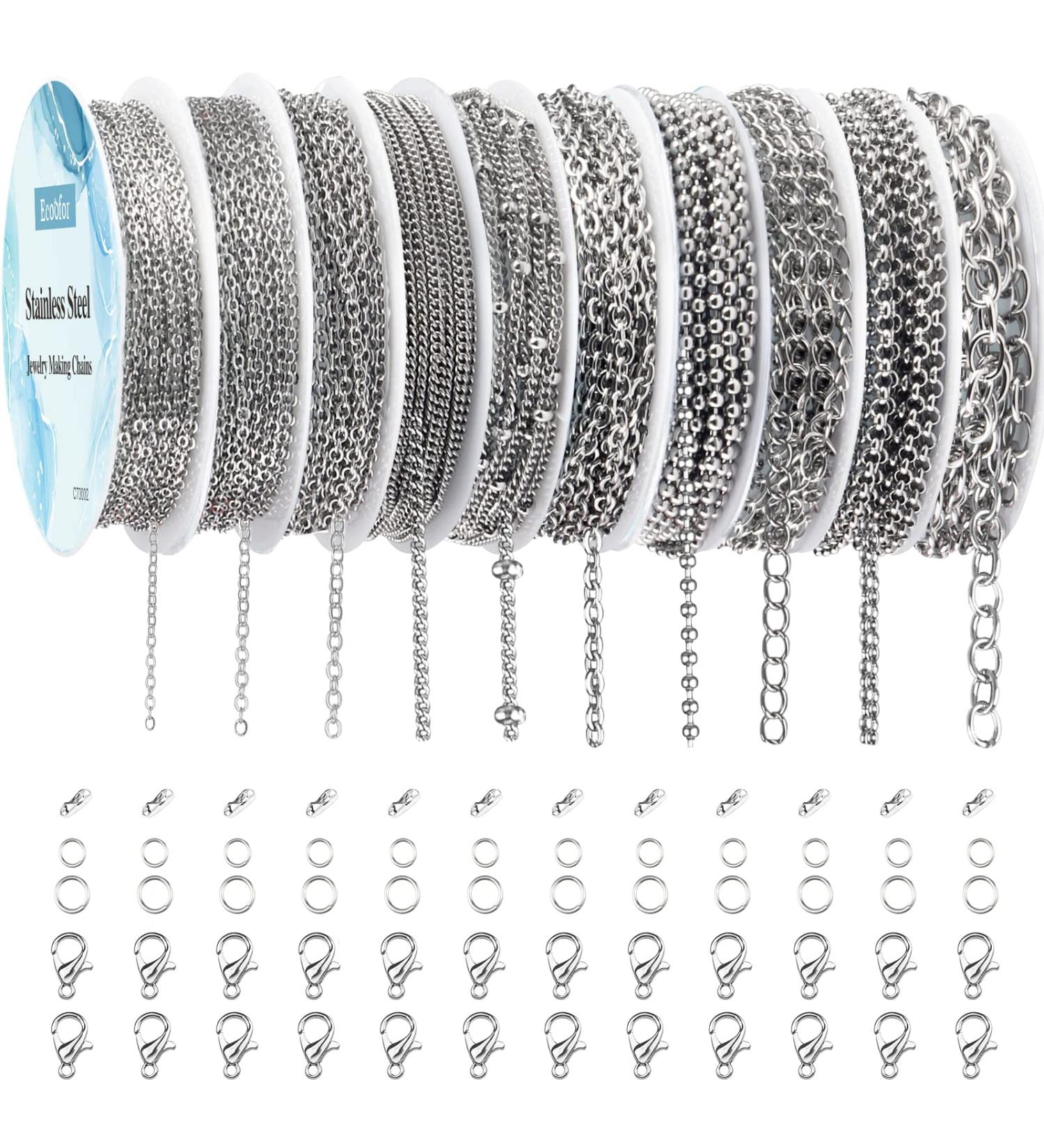 Ecoofor 304 Stainless Steel Jewelry Chains - 78.7 Ft, 10 Rolls for DIY Necklace Bracelet Making - Buy Online on GoSupps.com