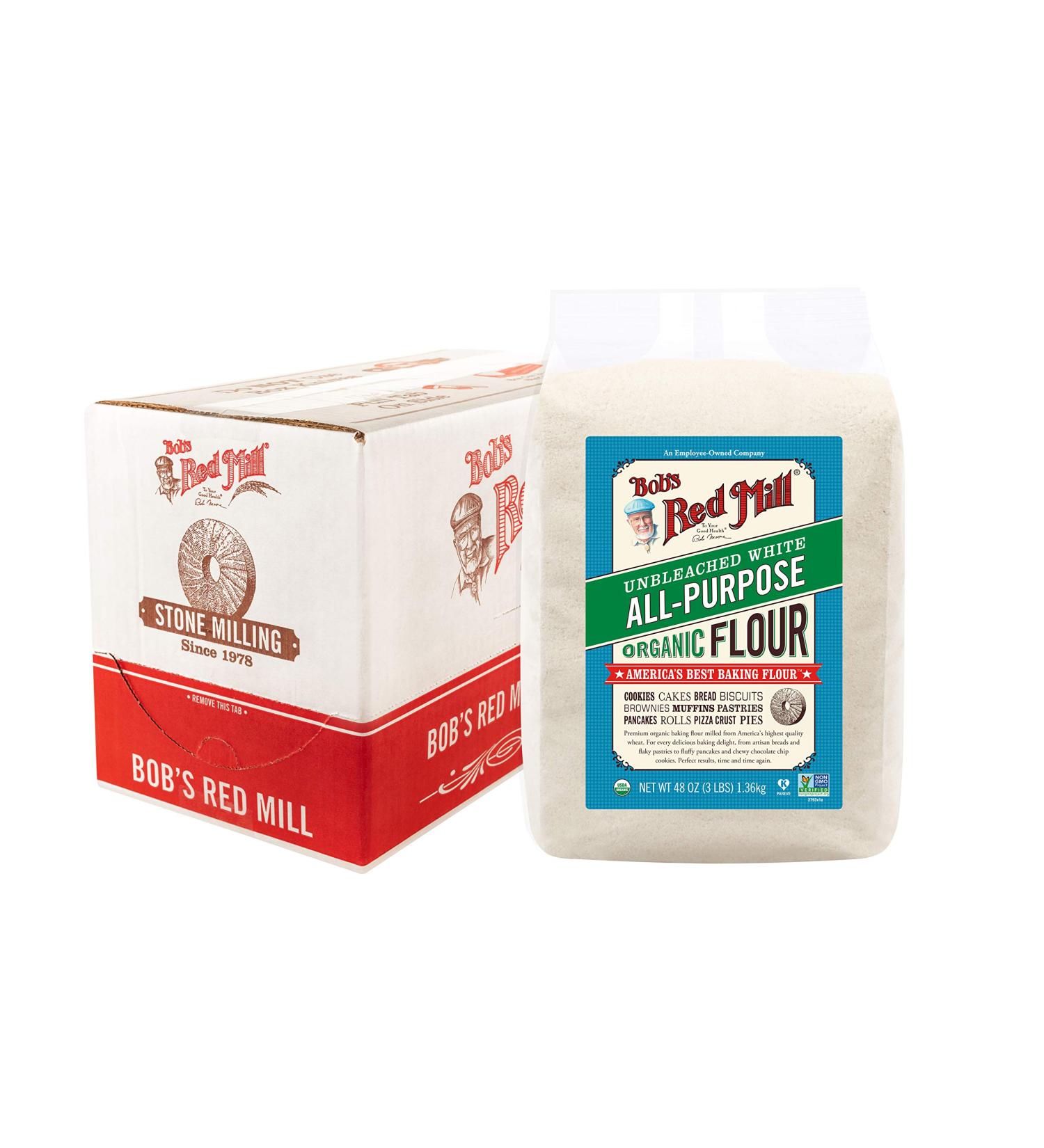 Bob's Red Mill Organic Unbleached White All-Purpose Flour 48 oz - Pack of 4 - Buy Online on GoSupps.com