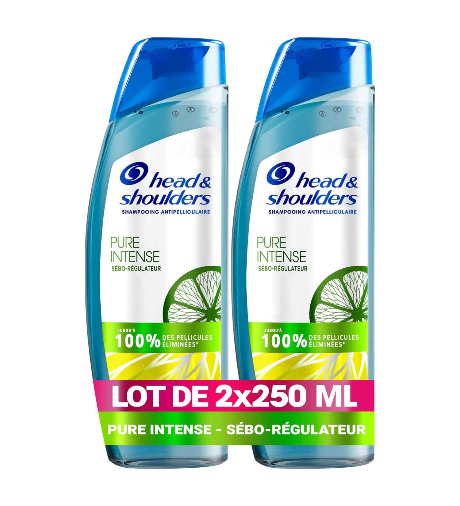 Head & Shoulders Pure Intense Sebum-Regulating Anti-Dandruff Shampoo 2x250 ml With Lemon For Oily Scalp Up to 100% of Dandruff Eliminated - Buy Online on GoSupps.com