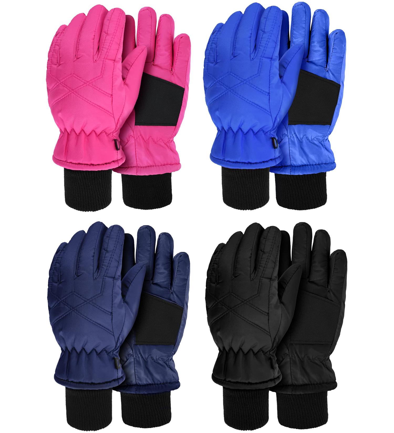 Geyoga Kids Ski Gloves - Waterproof Snowboard Gloves for Ages 6-10 | 4 Pairs Winter Gloves - Buy Online on GoSupps.com