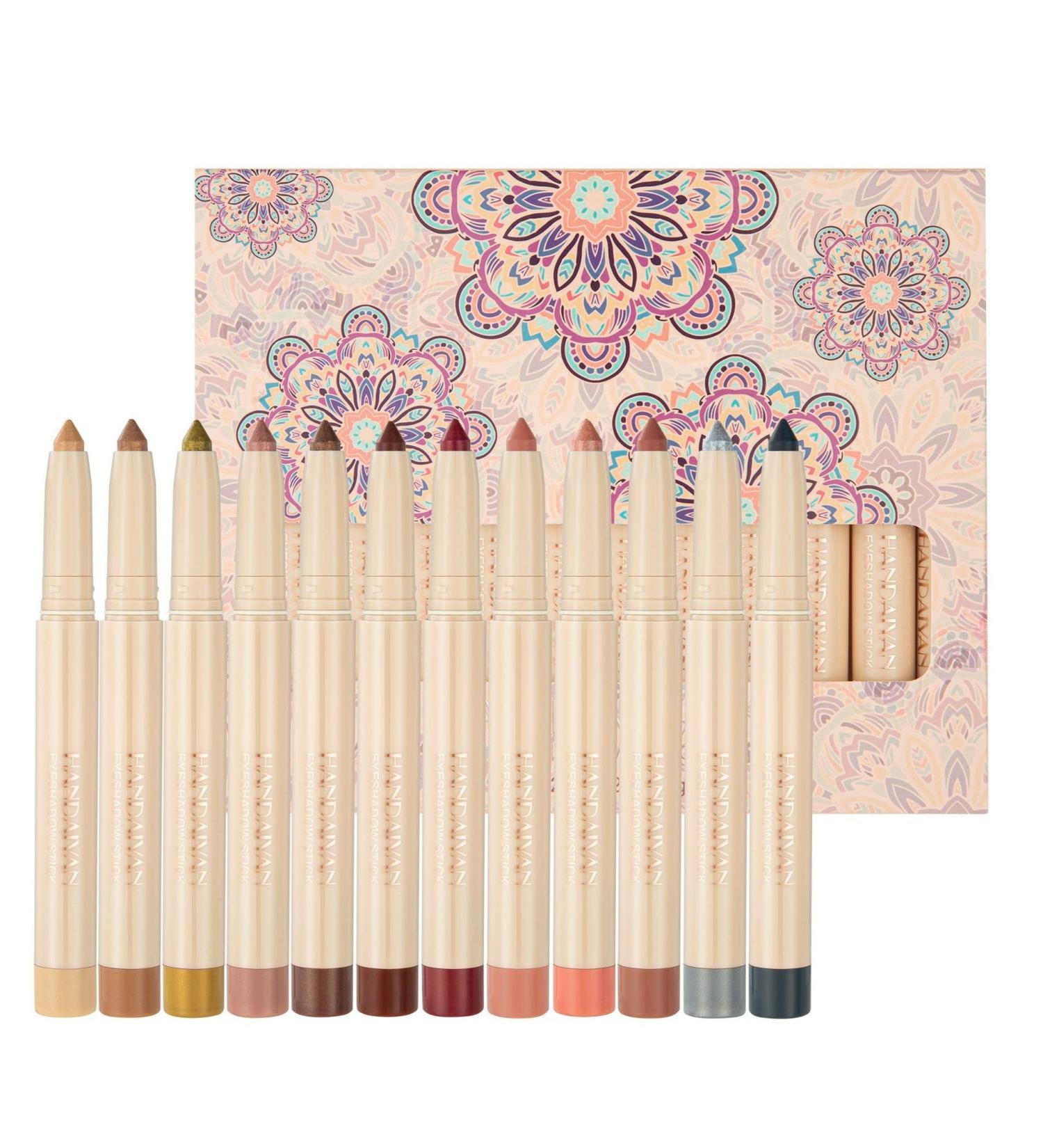 PICKX 12 Colors Cream Eyeshadow Stick Set Waterproof and color lasting eye shadow color-rich eyeshadow matte & pearlescent eyeshadow Fine-nib eyeshadow for detailed lines delicate and compact (B) - Buy Online on GoSupps.com