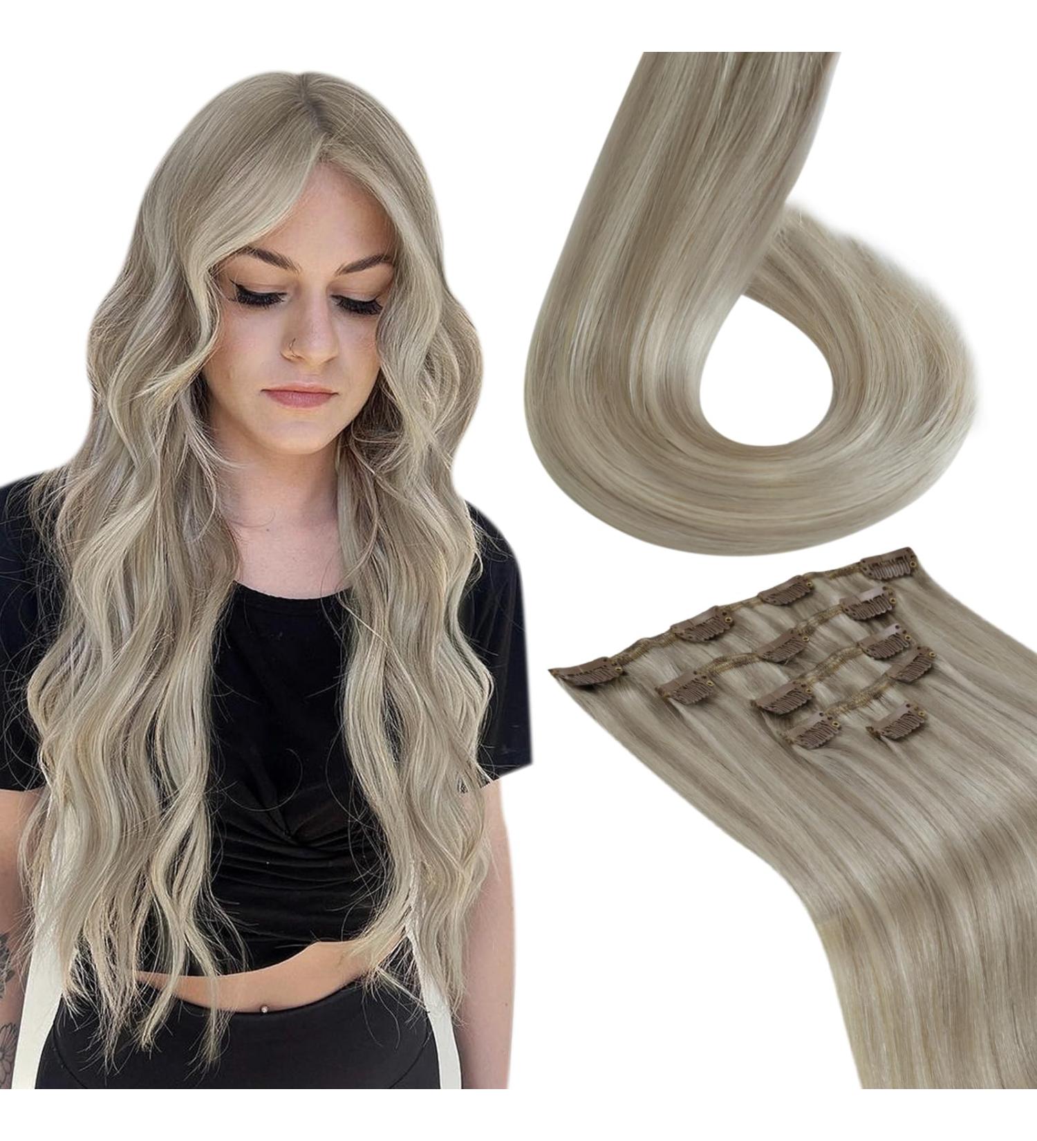 Shop Laavoo Clip-In Real Hair Extensions - Blonde Highlight Medium Blonde 35cm - 7 Piece 105g Set #16/21 & #16/22 - Buy Online on GoSupps.com