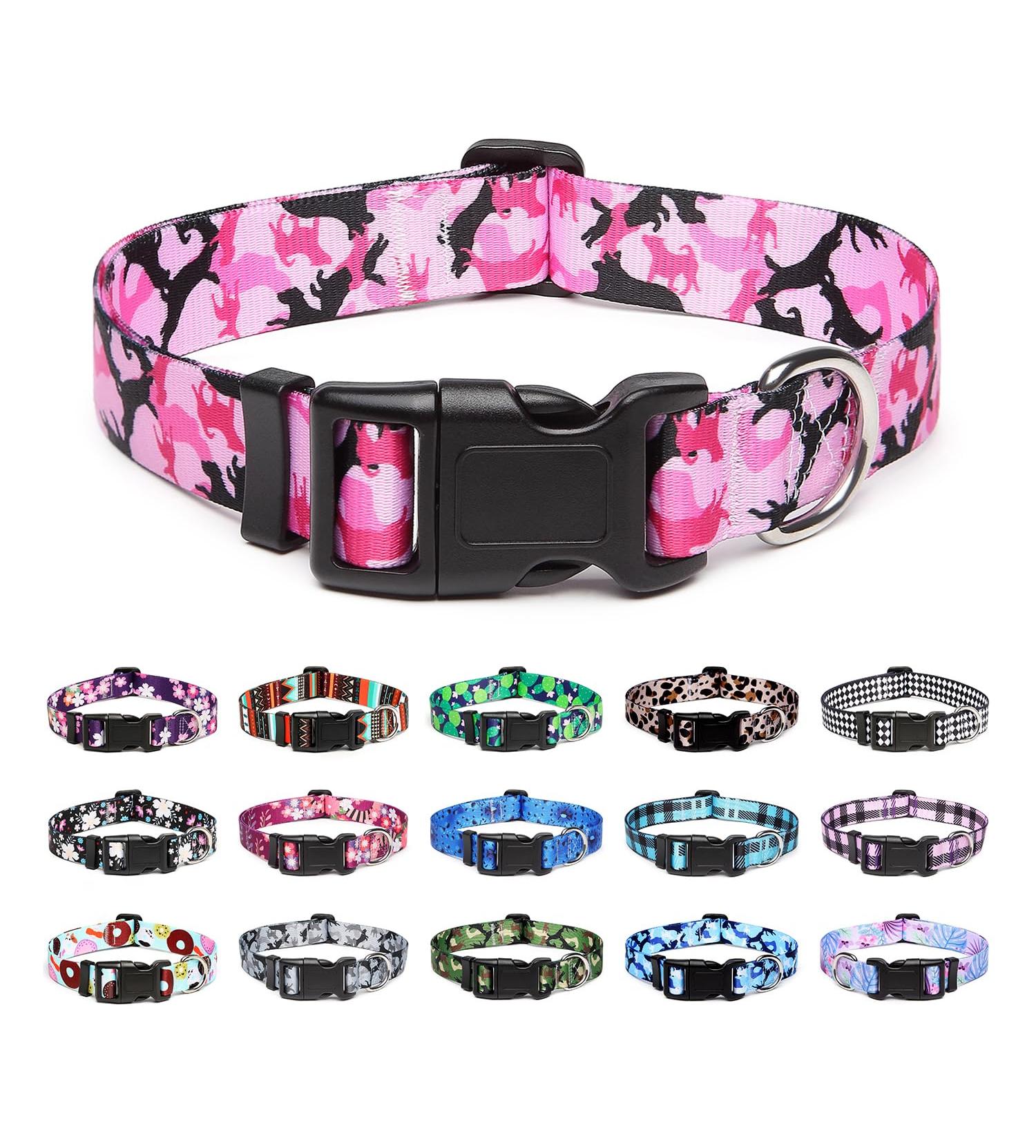 Mercano Adjustable Dog Collar - Soft Nylon Comfort & Robust Camo Pattern for Small to Medium Dogs & Cats (Large Pink) - Buy Online on GoSupps.com