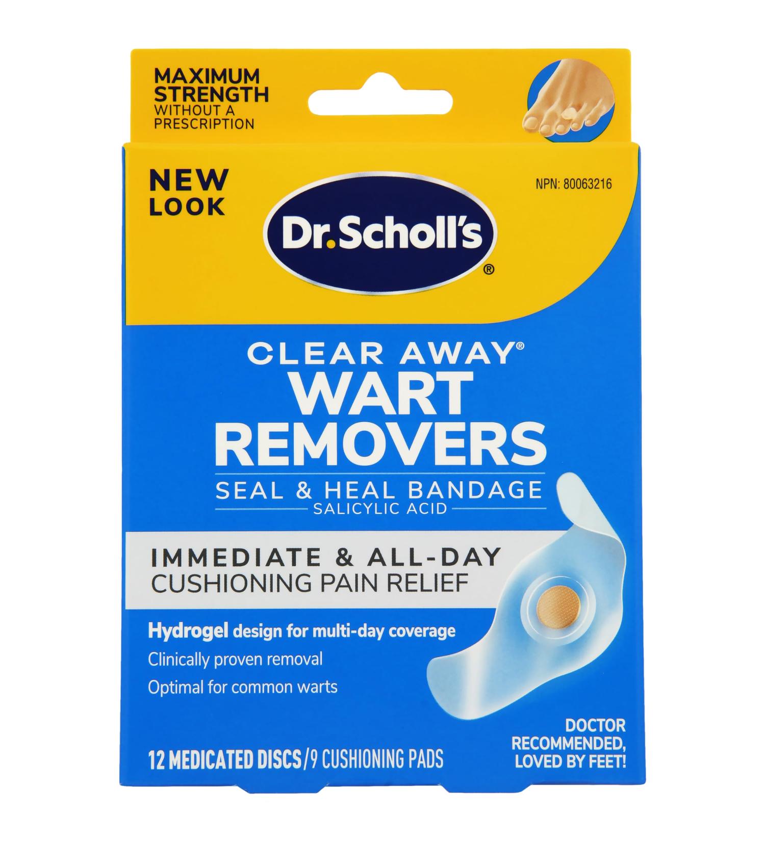 Dr. Scholl's ClearAway Wart Remover with Duragel Technology 9ct Clinically Proven Wart Removal of Common Warts with Discreet Thin and Flexible Cushions Optimal for Fingers and Toes - Buy Online on GoSupps.com