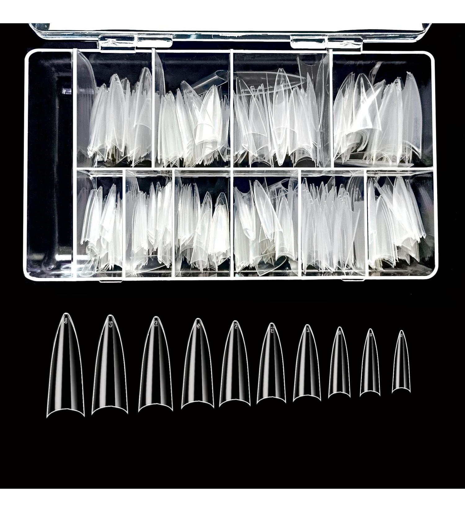 BeYou Clear Long Stiletto 500pcs False Gel Nail Tips Set with Case - 10 Sizes | Nail Salon Quality | 28512 - Buy Online on GoSupps.com